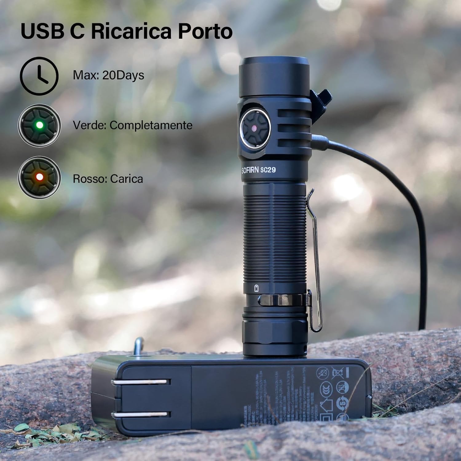 Sofirn SC29 Torcia USB C Ricaricabile Led 3000 Lumen Super Luminosa EDC Mano per Sport all'Aperto Escursioni Campeggio
