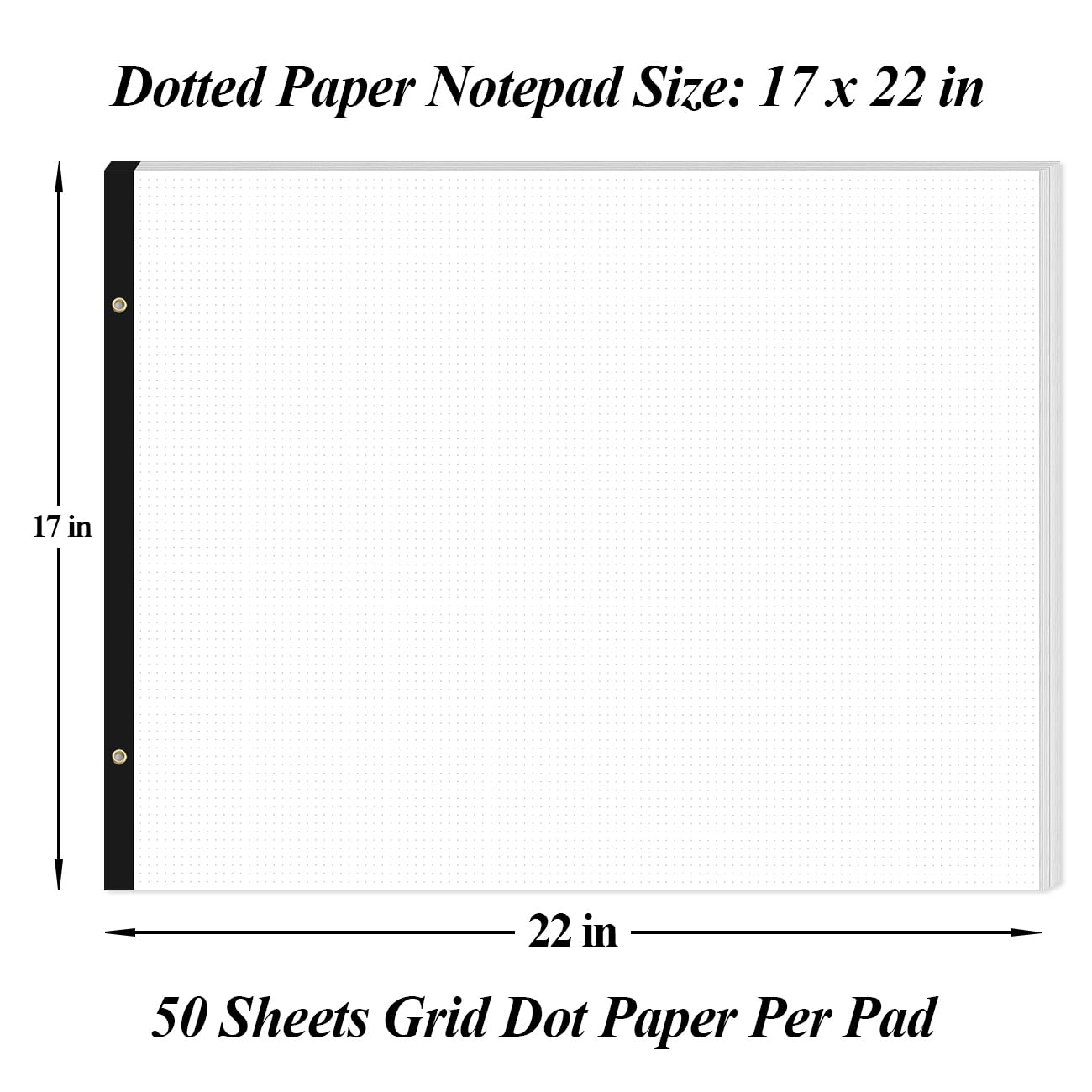 Grande blocco note in carta punteggiata, 55,9 x 43,2 cm, carta a pois, 50 fogli/100 pagine, carta bianca da 100 g/m², per ufficio, scuola, casa