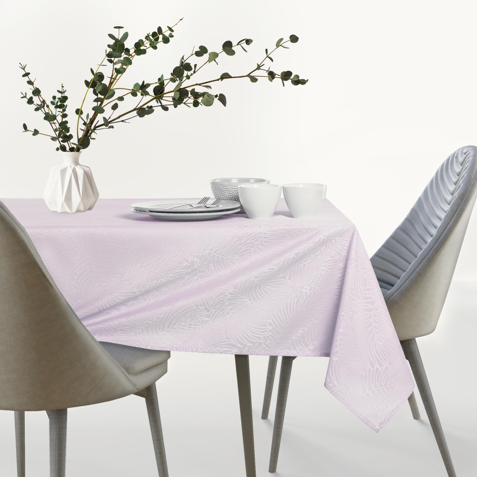 AmeliaHome Tischdecke oval 140x180 cm Tischtuch Tafeldecke Fleckschutz Lotuseffekt Abwaschbar Wasserabweisend Ornament Gaia Flieder – Bild 4