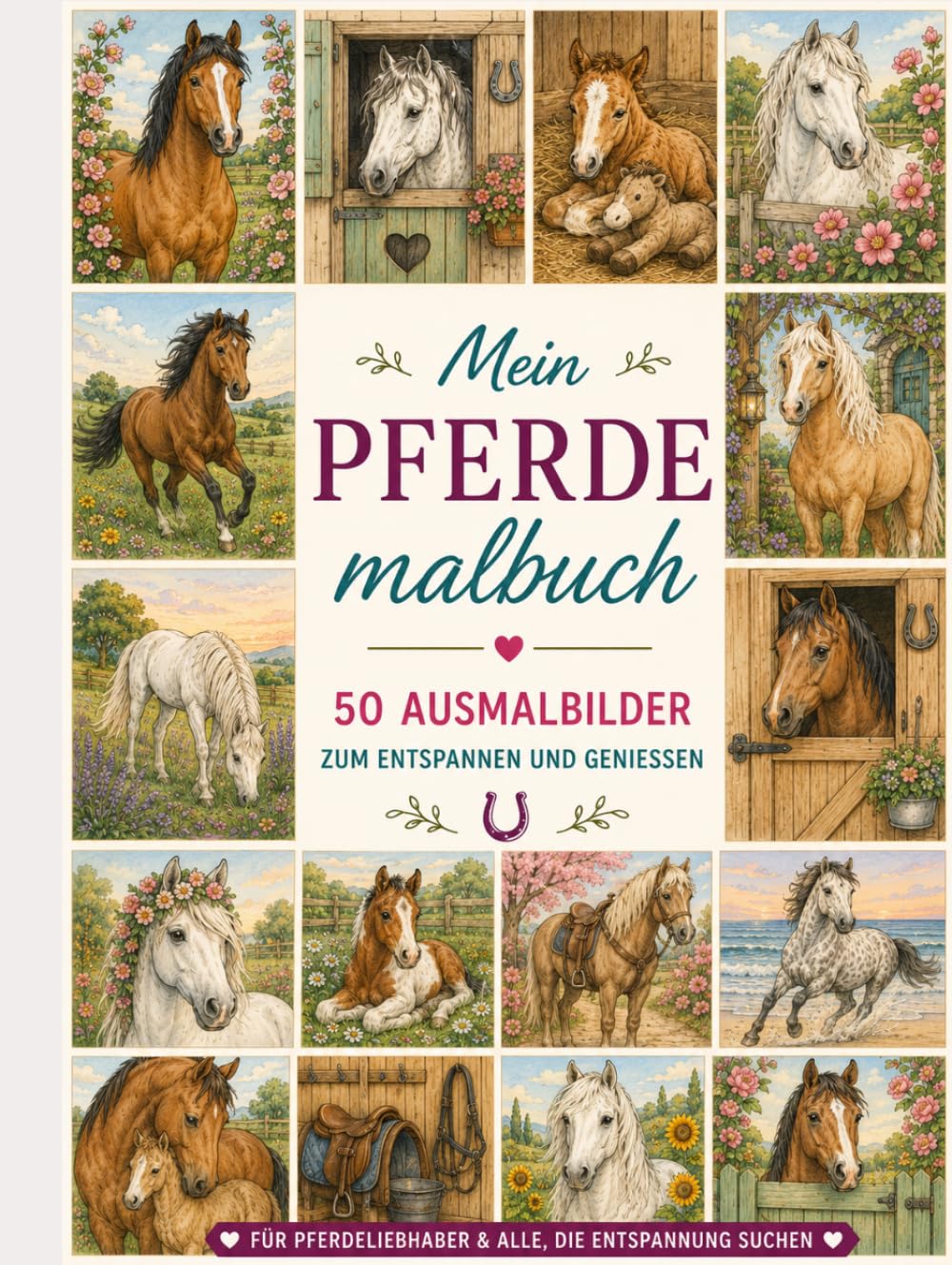 Mein Pferdemalbuch: 50 Ausmalbilder zum Entspannen und Genießen (Meine Tiermalbücher)