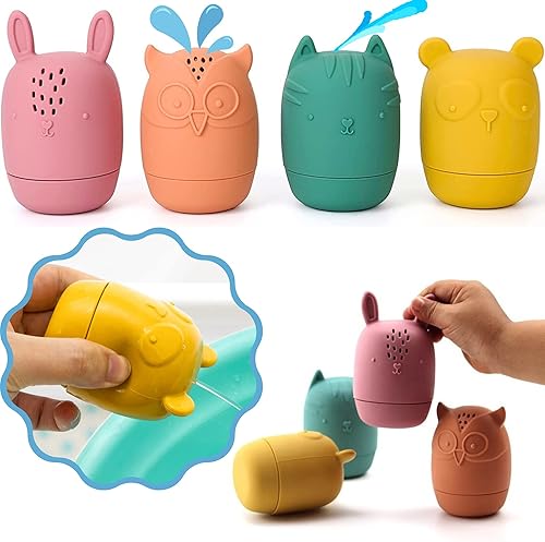 Miniatura 3 de Bumble Bear Juguetes de baño de silicona sin moho, juguetes de baño para bebés de 6 a 12 meses, niños pequeños de 1 a 3, juguete de bañera infantil