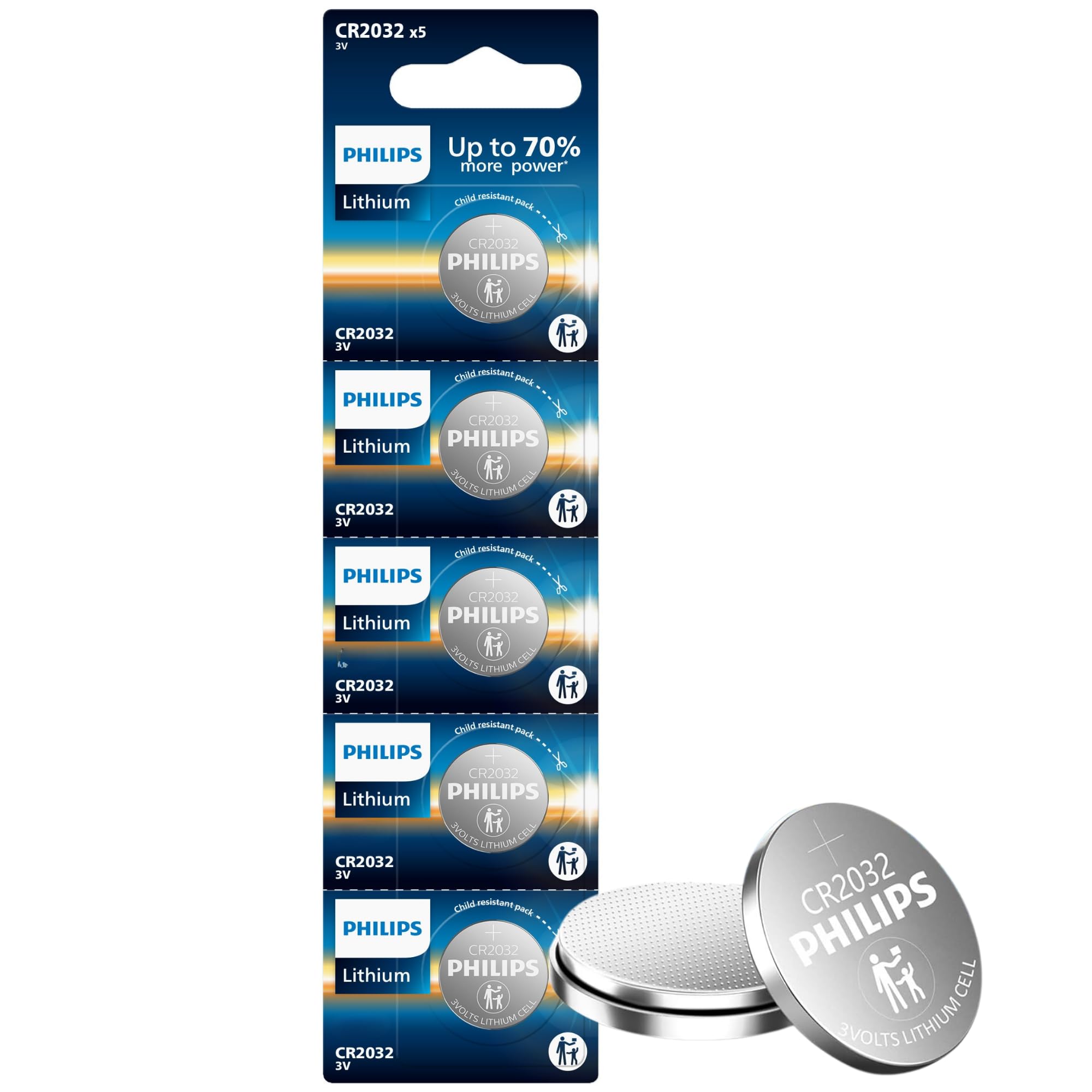 Philips CR2032 Batteries 5 Pack CR2032 Lithium 3v Coin Battery Replacement 2032 Battery for Apple Airtag Car Remote