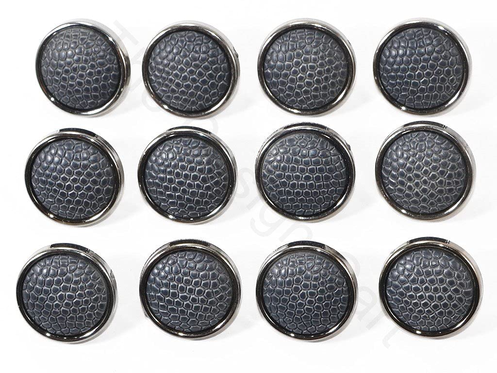 The Design Cart Matte Black Textured Coat Buttons Dress Like Lehenga/Suits/Blouses/Kurti and Art Craft,Pack of 12 Pieces,Size 32L / 20 mm / 0.81 Inch