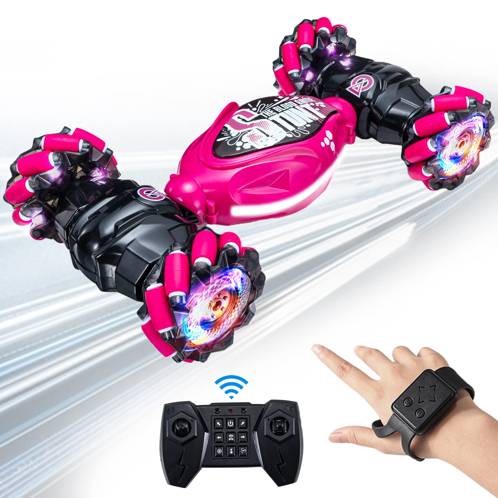 KunisJoy 1:14 Gesture RC Car Large, Remote Control Car for Boys Adults,Hand Controlled RC Car, All Terrains Monster Trucks for Boys Gesture Sensing rc Stunt car 360° Flips with Lights Music