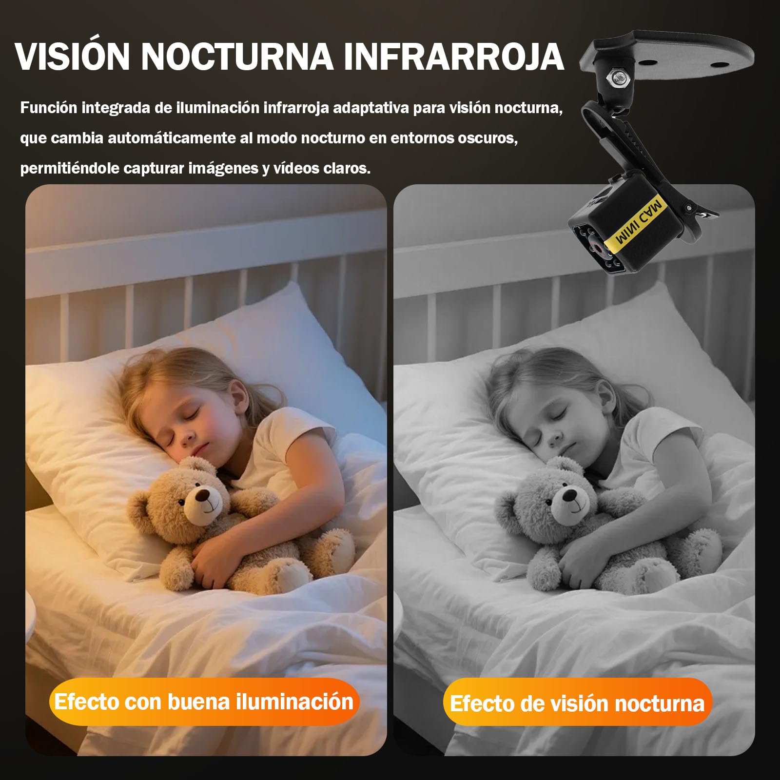 Mini Camara Espia, Cámara Oculta Camufladas Invisiable HD 1080P, Automática Visión Nocturna y Detección de Movimiento, Cargar Mientras graba,Graba en Bucle, Sin WiFi ni App, para Interiores/Exteriores - 3