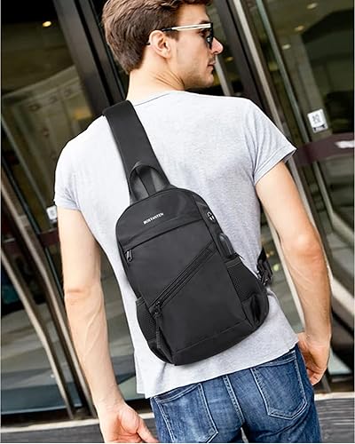 Miniatura 8 de BOSTANTEN Bolso bandolera, mochila cruzada para el hombro, bolsa de pecho para hombres y mujeres, viajes, senderismo, mochila casual