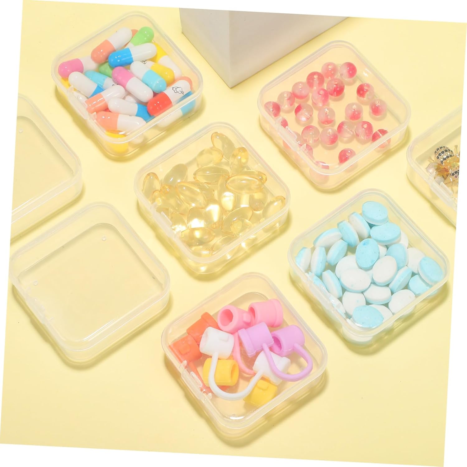 NOLITOY 48pcs Clear Square Storage Boxes Transparent Organizer for Jewelry Beads and Small Accessories for Easy Viewing and Secure Storage of Small Items