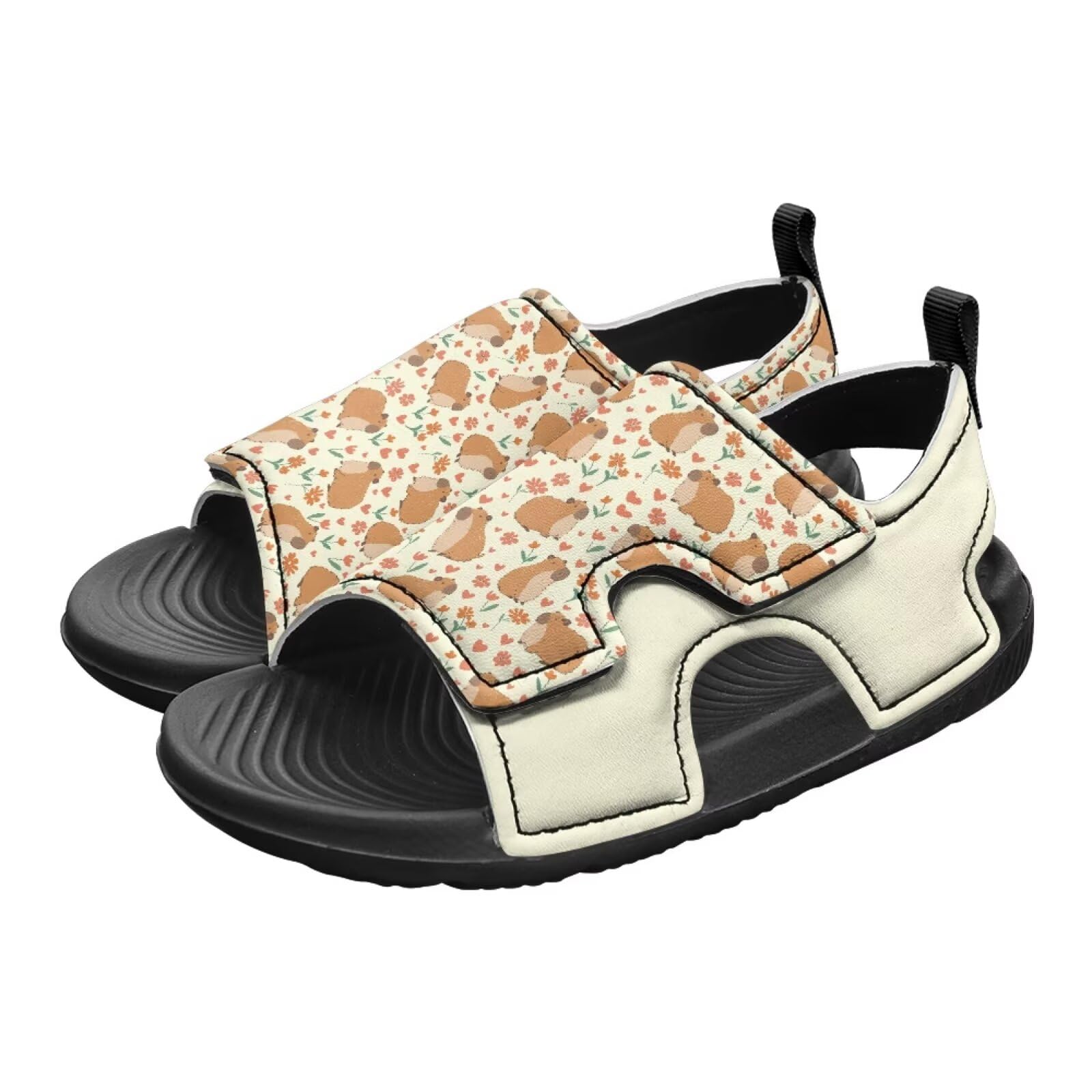 Pointodoor Little Girls Capybara Sandals Size 12 Kids Toddler Summer Floral Open Toe Hiking Sandals Non Slip Athletic Water Outdoor Shoes