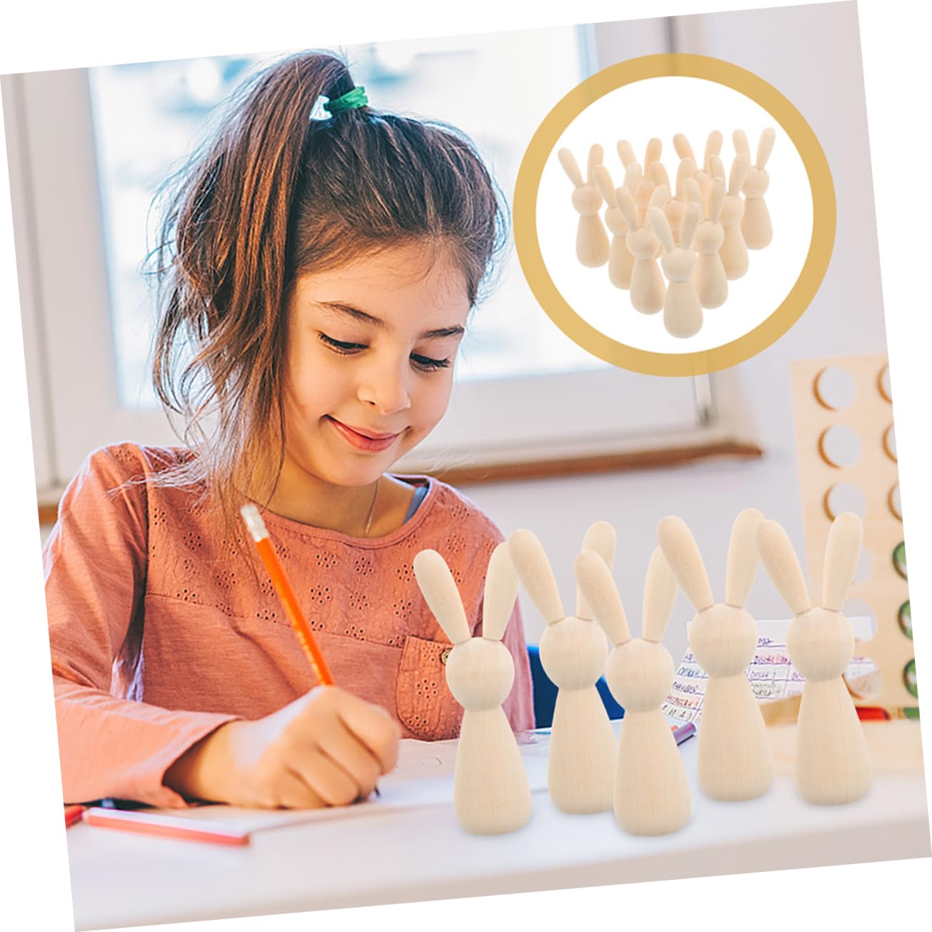 SHINEOFI 4 Juegos Títere De Conejito Figura De Conejo Diy Conejos De Bricolaje Decoraciones De Mesa Bricolaje Y Manualidades Suministros De Bricolaje Para Niños De Madera 12 Uds * 4