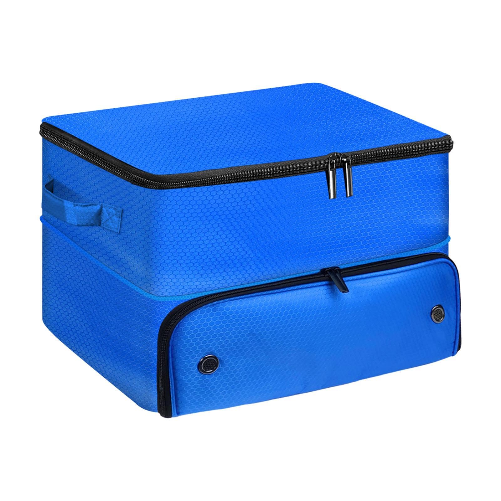Vaveren Golf Trunk Organizer Golf Locker to Store Organization with Shoes Compartments Travel Bag Golf Trunk Case Bag for Towels Hats, Blue