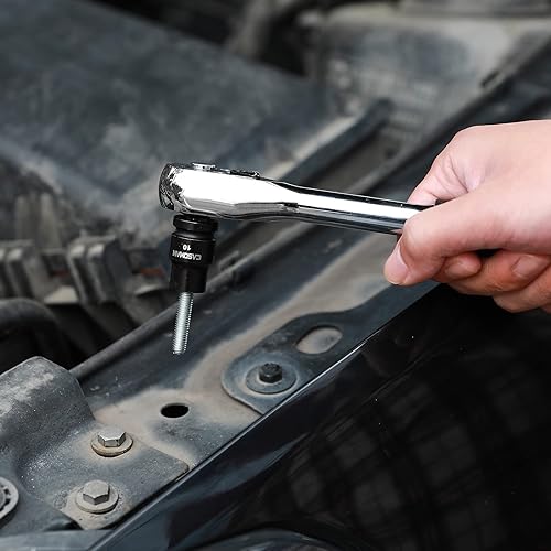 Miniatura 8 de CASOMAN Juego de llaves de impacto y zócalos flexibles, 14" y 38" Dr., 6 puntos, 0.394 in, métrico, incluye zócalo de impacto magnético, riel de