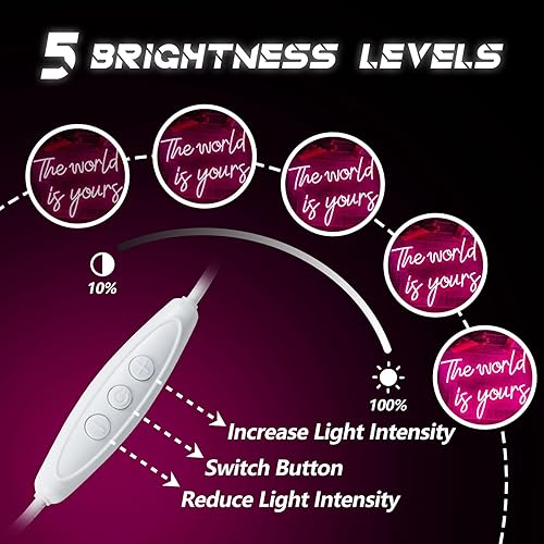 Vista 39 de Letrero de neón de feliz cumpleaños para decoración de pared, letreros de luz LED de neón rosa, decoración artística regulable, letrero de luz