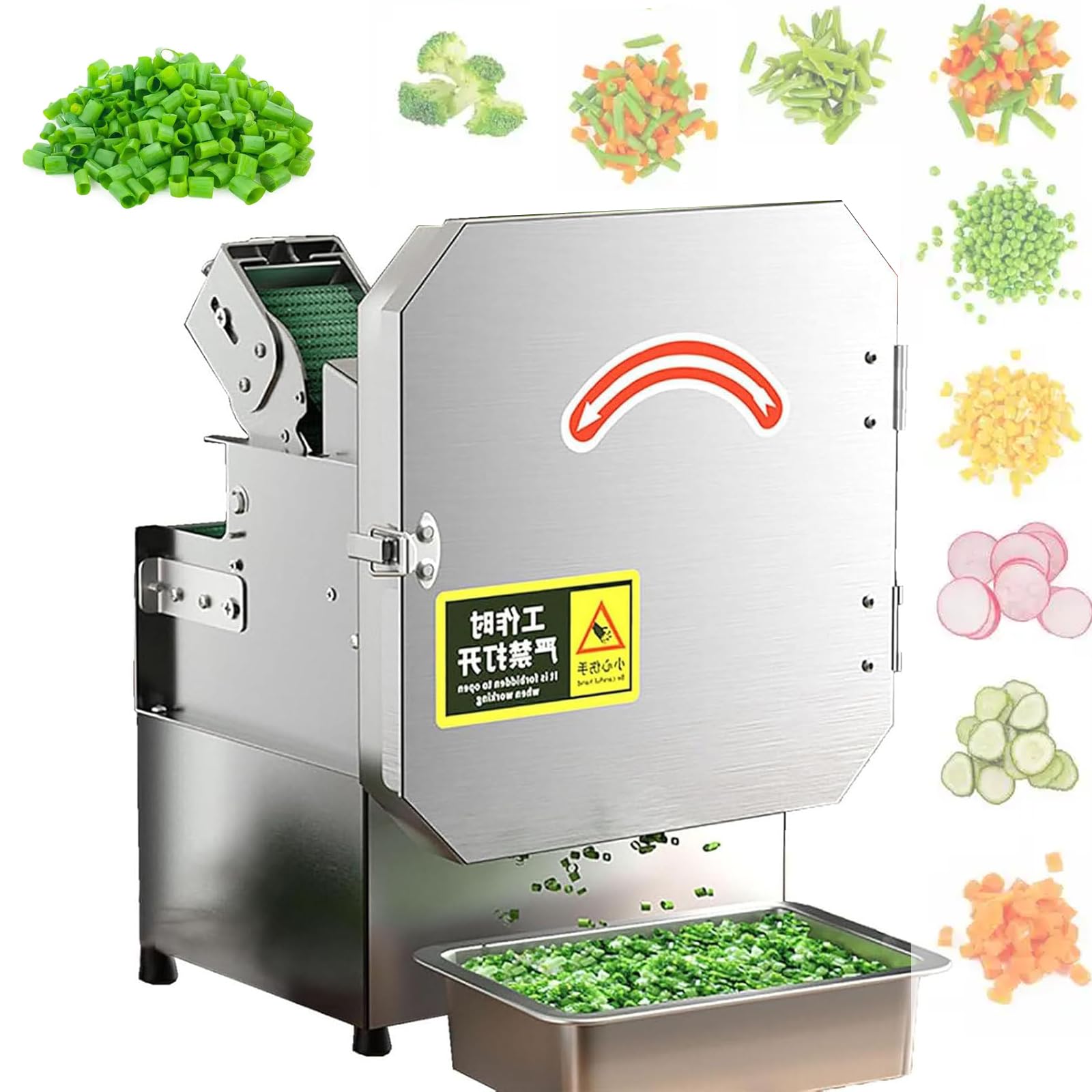 TYH Tagliaverdure Commerciale da 300 W, Affettatrice Elettrica per Impieghi Gravosi in Acciaio Inossidabile, Regolabile da 1,5 a 35 Mm, Portata di Lavorazione Singola 150 kg/h, per Cipolle Verdi