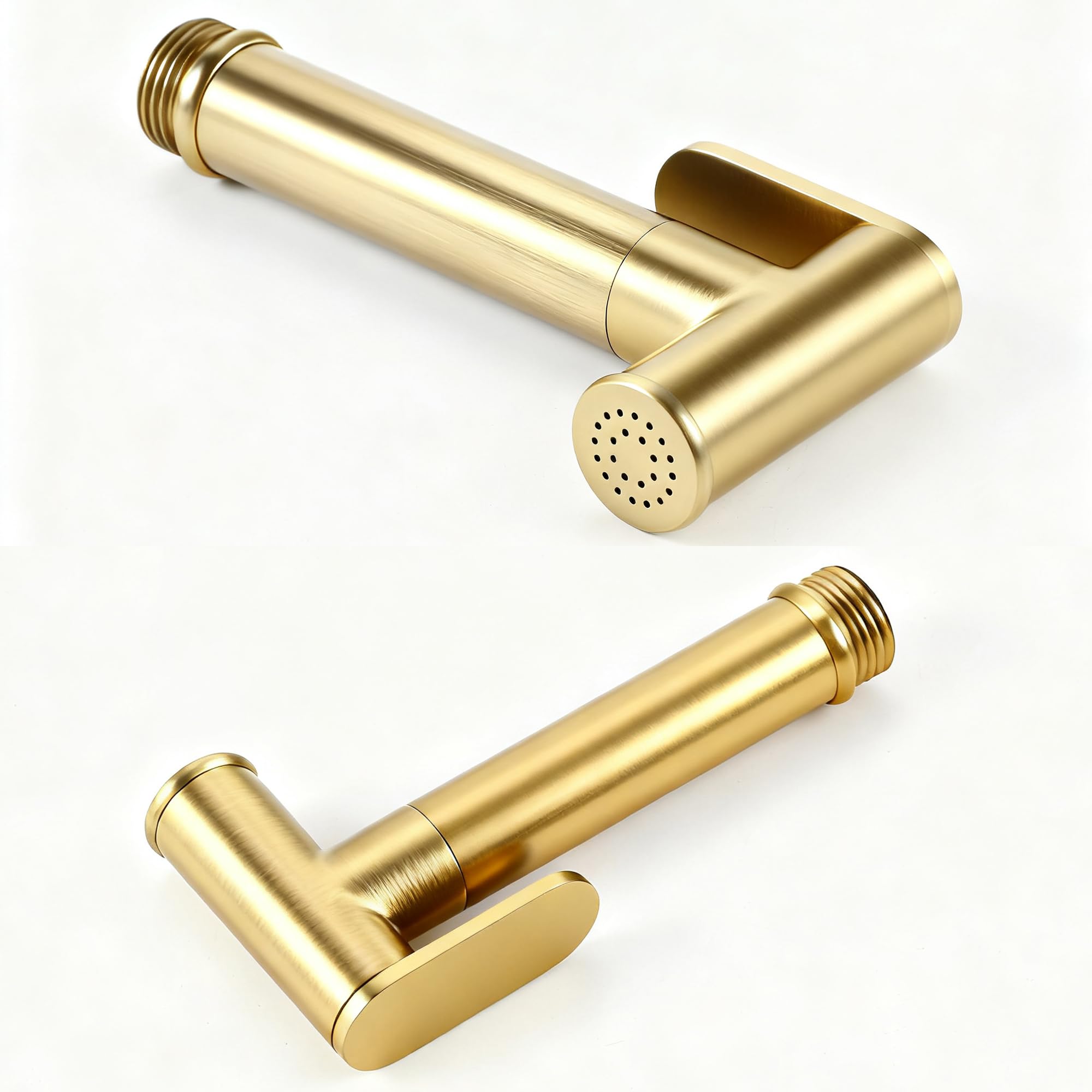 Oro Cepillado Kit de Rociador de Mano para Inodoro, Agua Fría Rociador de Bidé de Mano en Pared Latón Pulverizador de Bidé de Mano con Manguera de 1.5M y Soporte, para Higienico Personal, Duchas(Size: