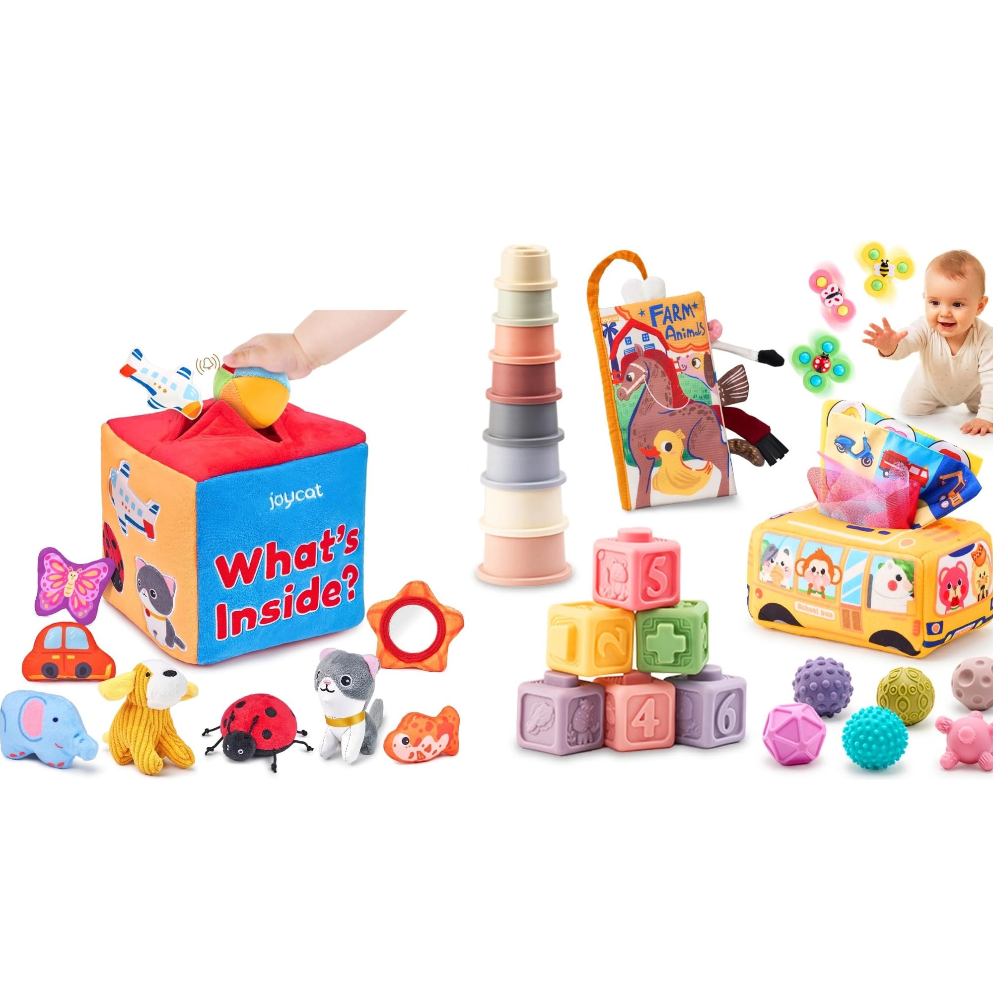 JoyCat Baby Toys 6-12 Months - Mystery Soft Box & Montessori Sensory Baby Toy Set