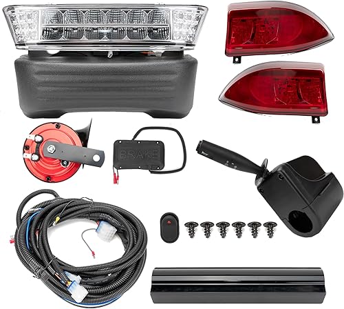 Deluxe Golf Cart LED Light Kit (12V) Compatible with Club Car Precedent 2004-Up, LED Headlight, Taillight with Turn Signals Hazard Light Switch,