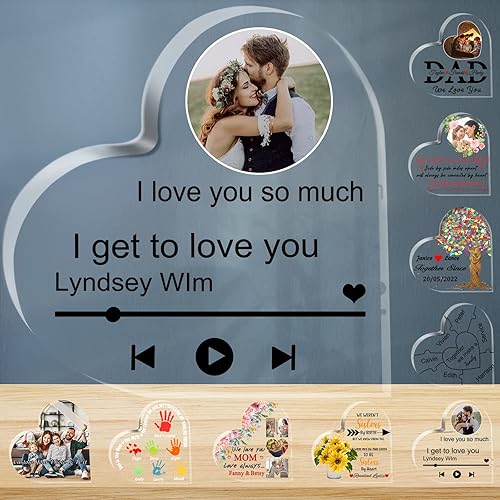 Placa de canción acrílica personalizada con foto, cubierta de álbum de música personalizada escaneable Spotif QR, placa de imagen musical