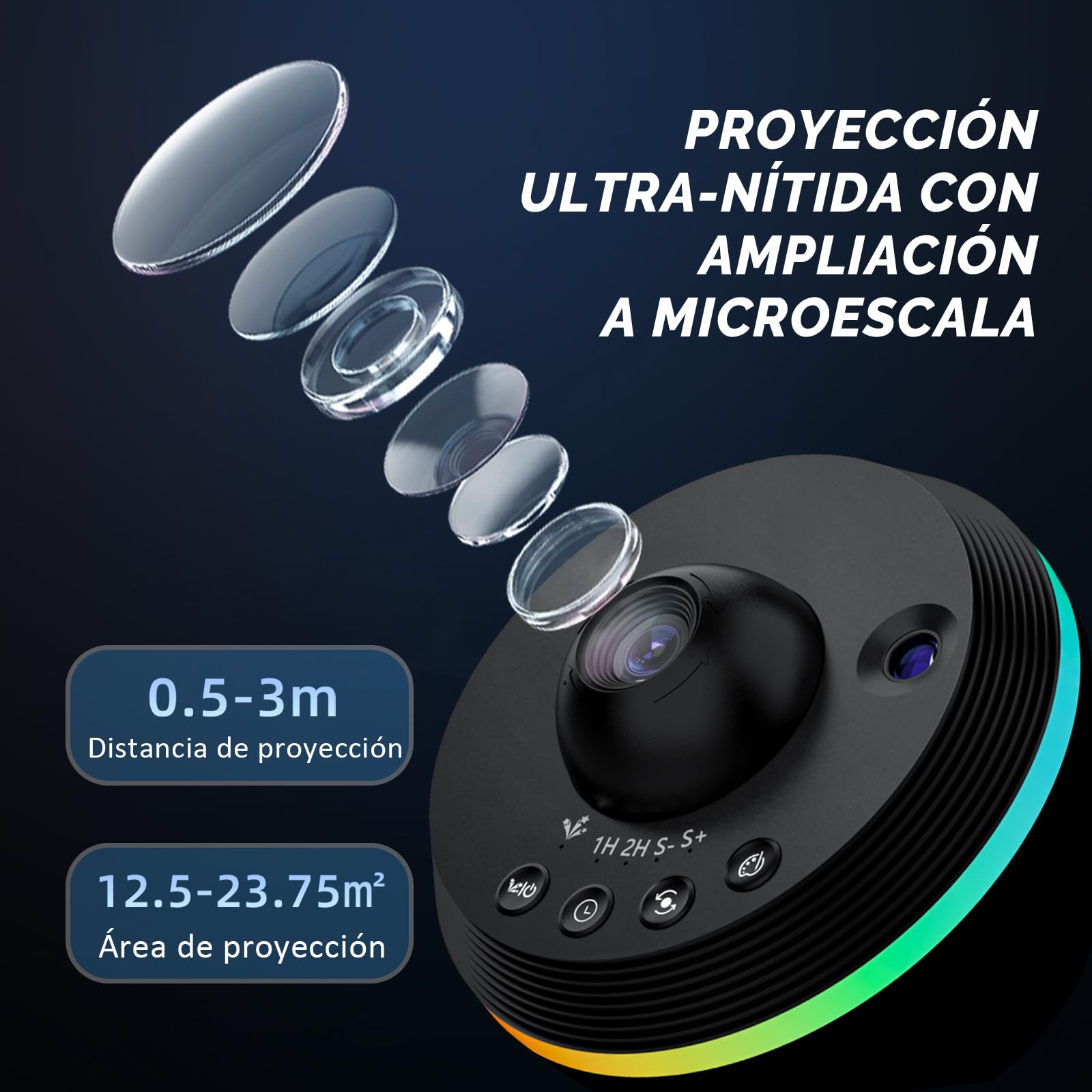 Proyector Galaxia, Proyector Estrellas Planetario Doméstico Techo Espacial Luz Nocturna con Tira, Meteor and Galaxy Projector & 2 Films Set para Niños Aultos Regalo