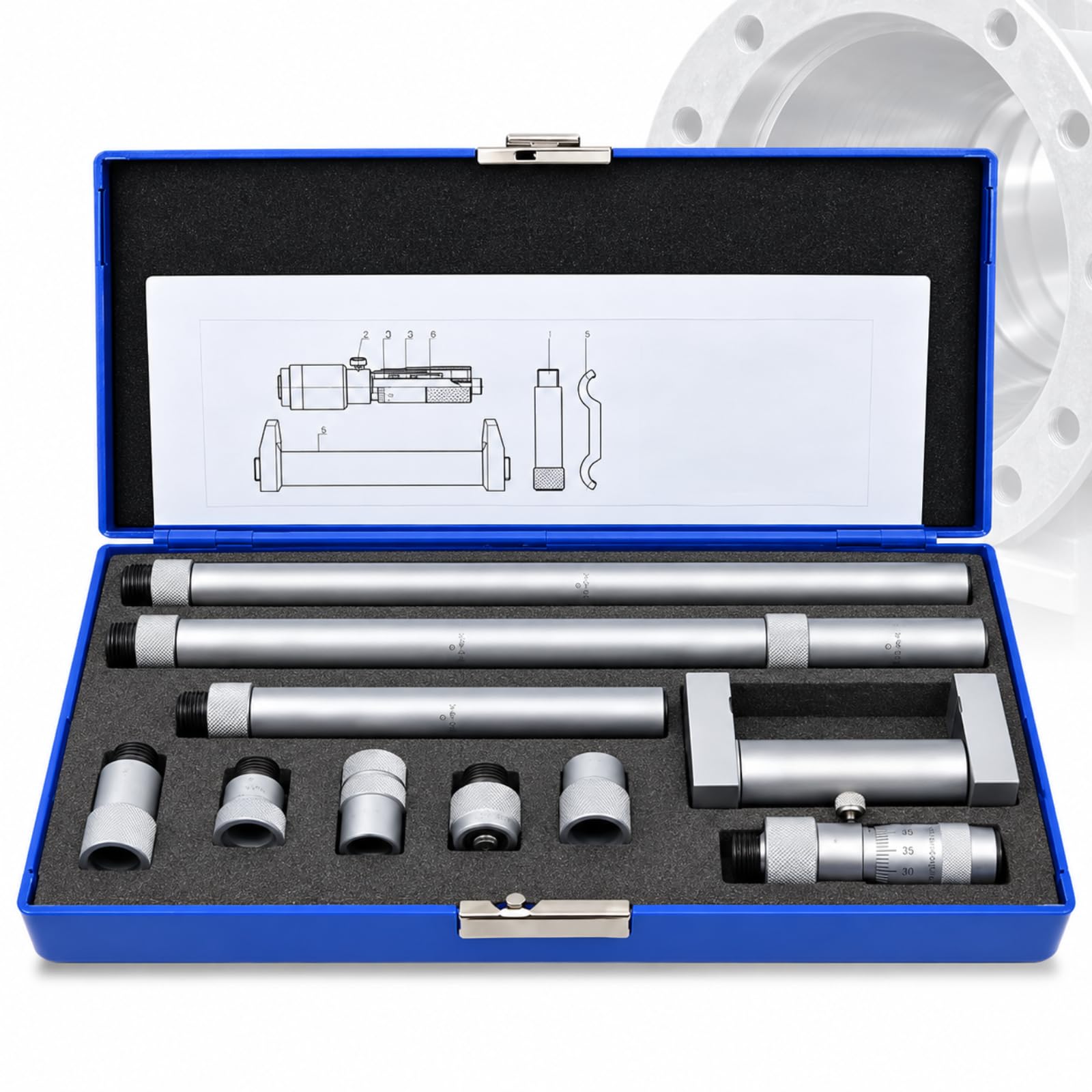 Micrómetro Interior Tubular Vernier, Juego De Micrómetros Interiores De Alta Resolución, Tipo Varilla De Extensión, Máx. 50-600 Mm, Rango Opcional, Precisión De 0,01 Mm, Para Uso Industrial.
