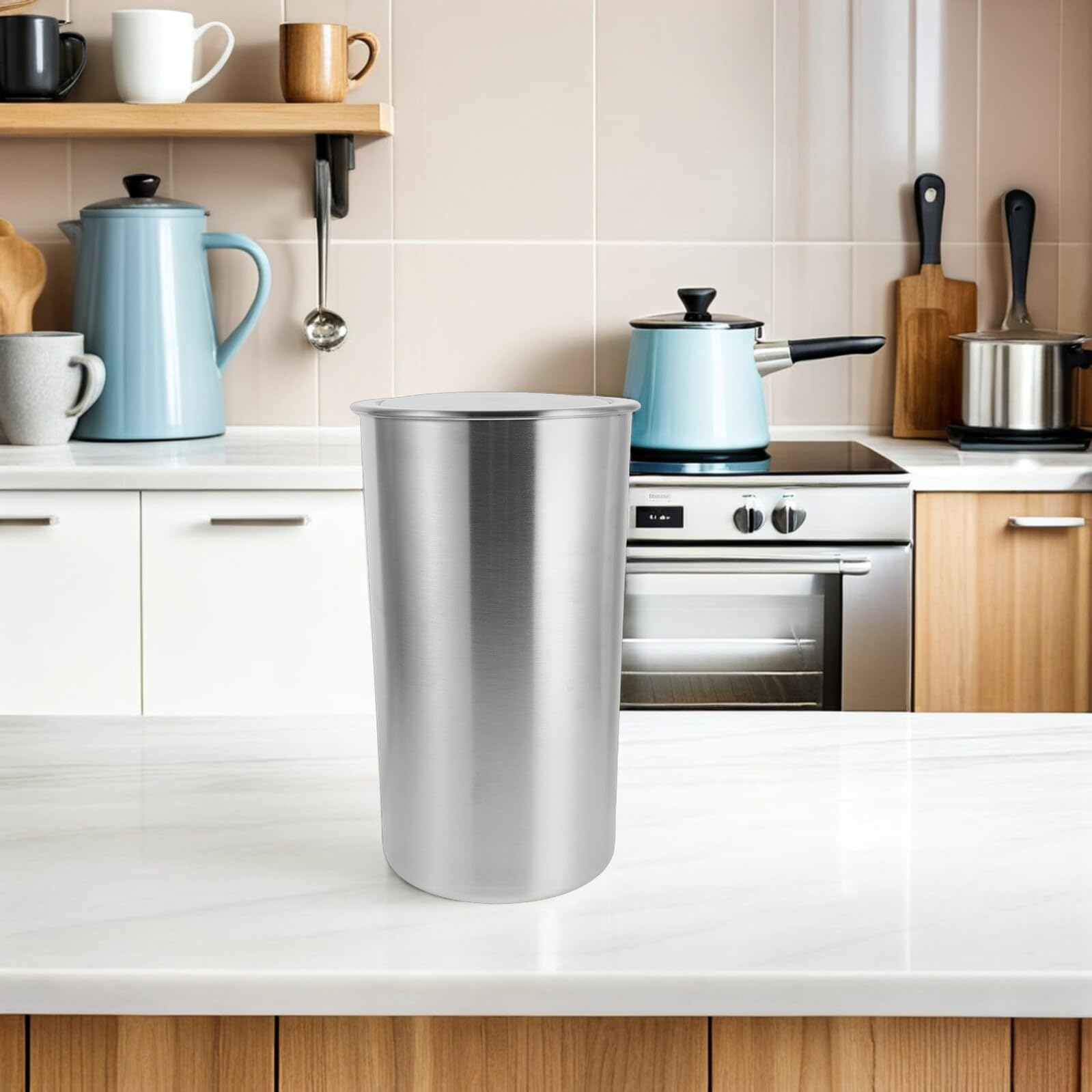 Luxshiny Pattumiera da Incasso per Cucina 5,5l in Acciaio Inossidabile Coperchio Girevole a 360° e Apertura una Mano, Contenitore Spazzatura Rotondo per Cucina e Ufficio