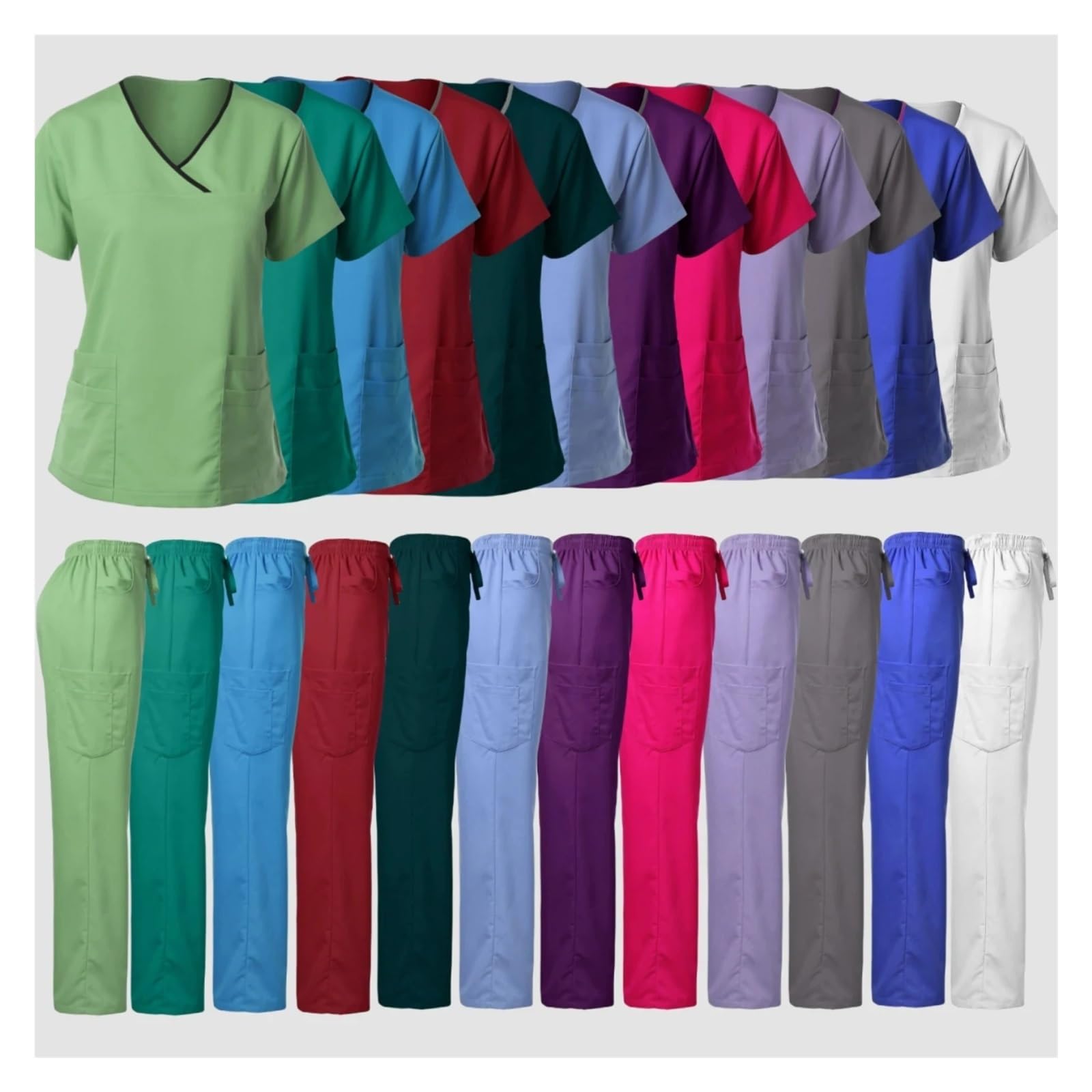 Uniformes médicos for mujer, conjuntos de Tops y pantalones, ropa de enfermería for médicos de Hospital, accesorios for enfermeras, ropa de trabajo Dental Para Uso Hospitalario(Dark green,XXL)