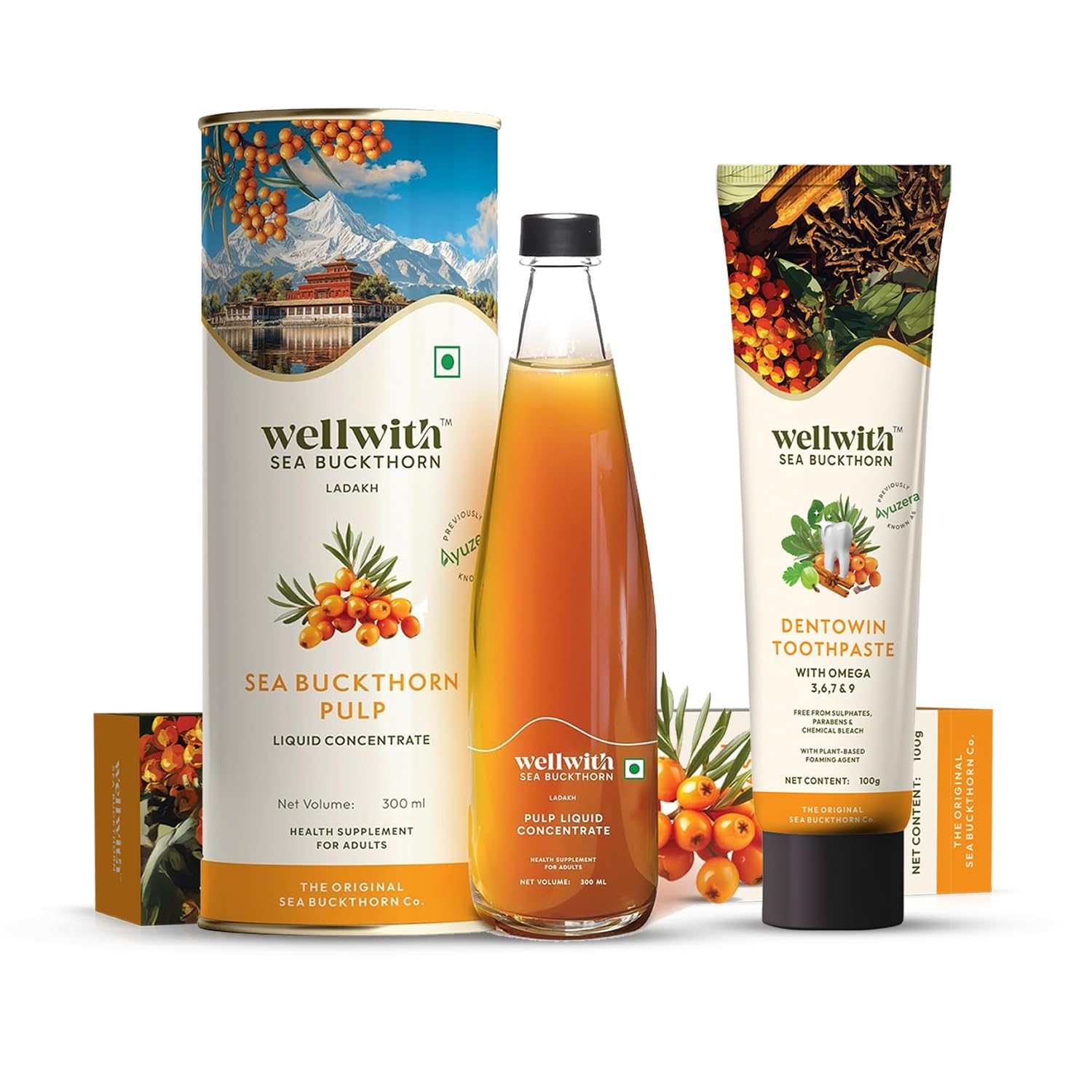 Himalayan Sea Buckthorn Pulp 300ml | Plant Based Vegan Omega 3, 6, 7 and 9 | Vegetarian Liquid Supplements | No Fish Oil | Veg, Natural & Organic | Makes up to 50 Glass Juice | Rich in Omega 7, Antioxidants, Vitamins (300ml, Pack Of 1)