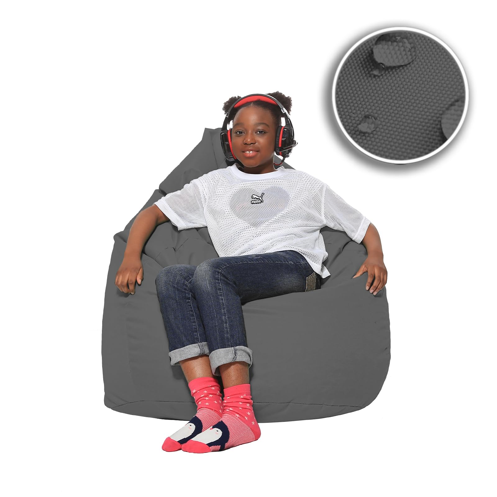 Sitzsack XXL Bodenkissen für Erwachsene & Kinder - Geeignet für Gaming oder Entspannen - Indoor wie Outdoor da er Wasserfest ist - mit EPS Perlen, Farbe:Anthrazit, Größe:XXXL