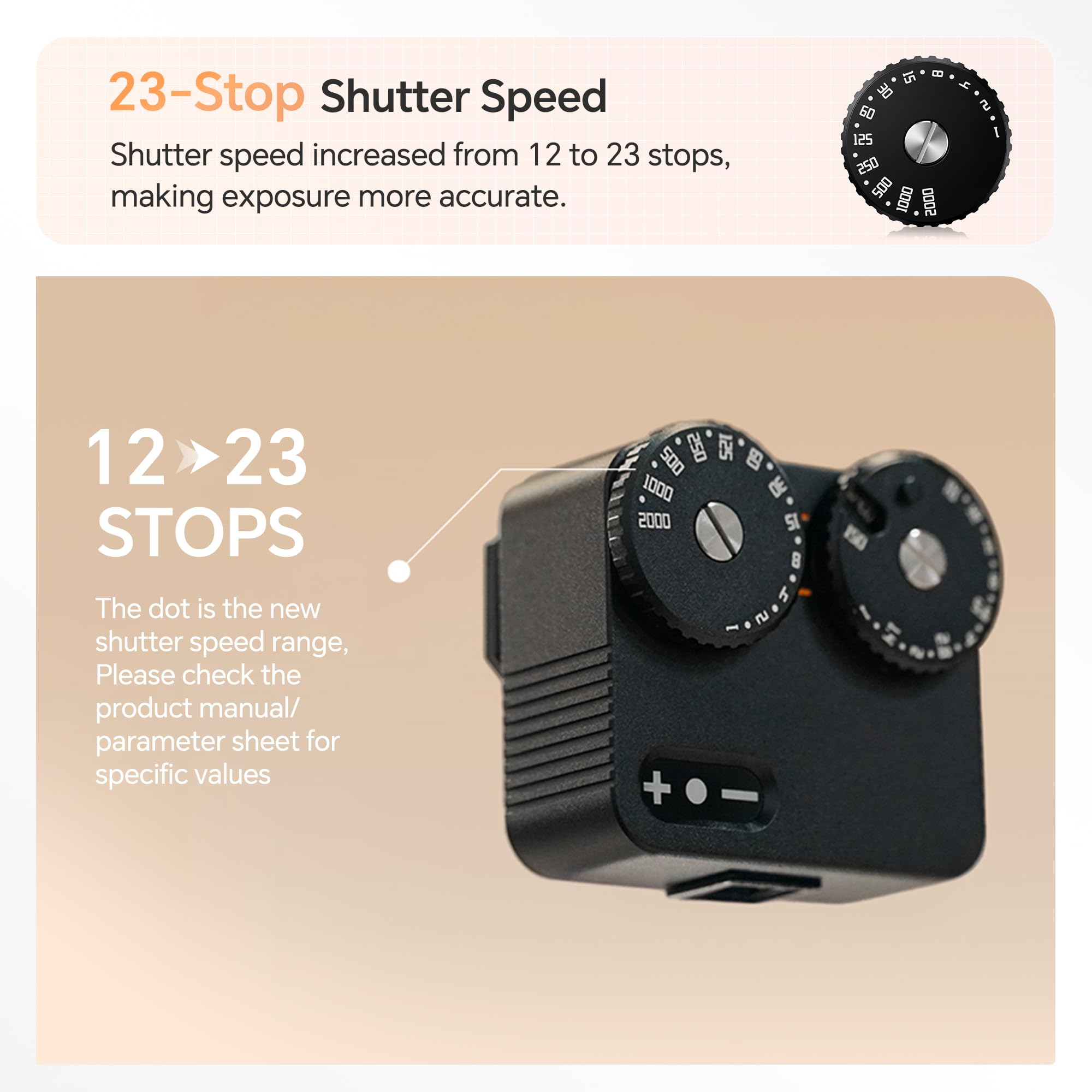 TTArtisan Upgrade Light Meter II Generation Zwei Scheiben Belichtungsmesser für die Fotografie mit Cold Shoe Mount Kompatibel mit verschiedenen Kameras (Aluminium Schwarz)