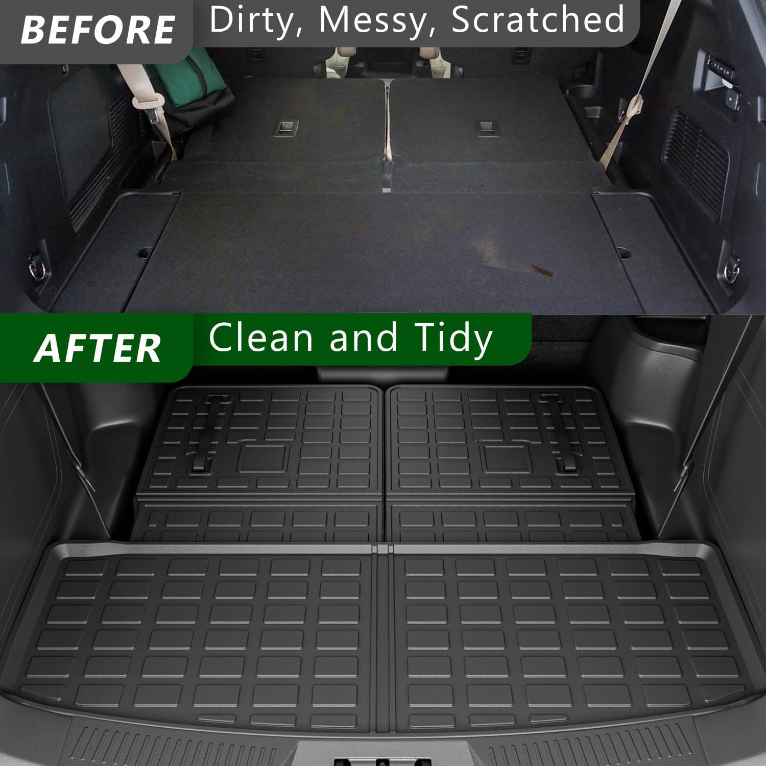 xipoqix Cargo Mat Back Seat Protector Compatible with 2020-2025 Ford Explorer Cargo Liner TPE 6&7 Seats Backrest Mat Replacement for 2020-2025 Ford Explorer Accessories (Trunk Mat+Backrest Mat)