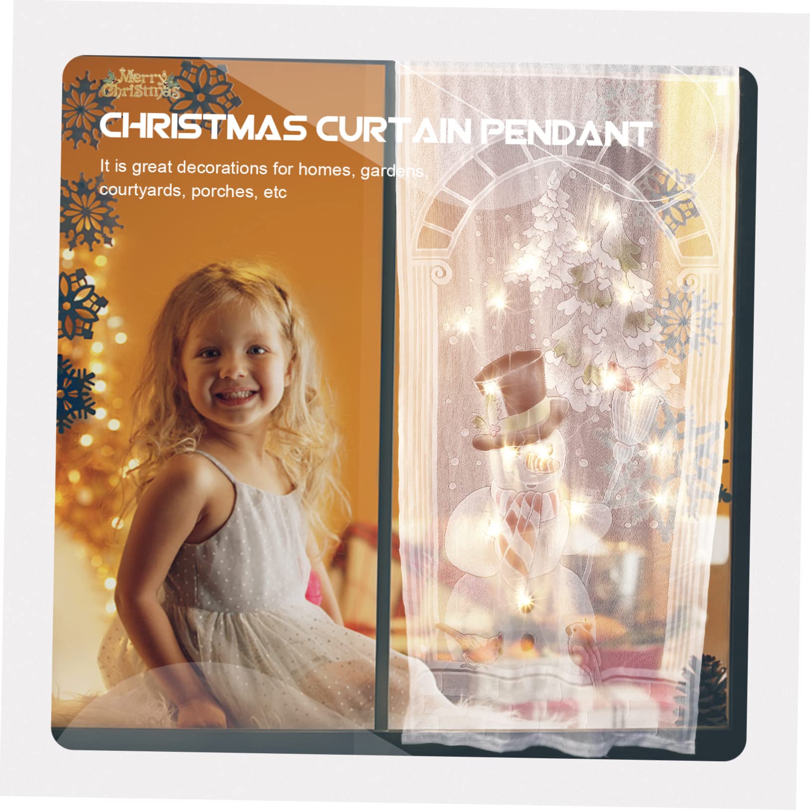 Cabilock 7 Sätze Weihnachten leuchtende Vorhänge Tür Dekoration im Weihnachtsstil LED Rot lichtvorhang licht Vorhang leuchtende Heimdekoration leuchtender Weihnachtsanhänger Polyester Weiß