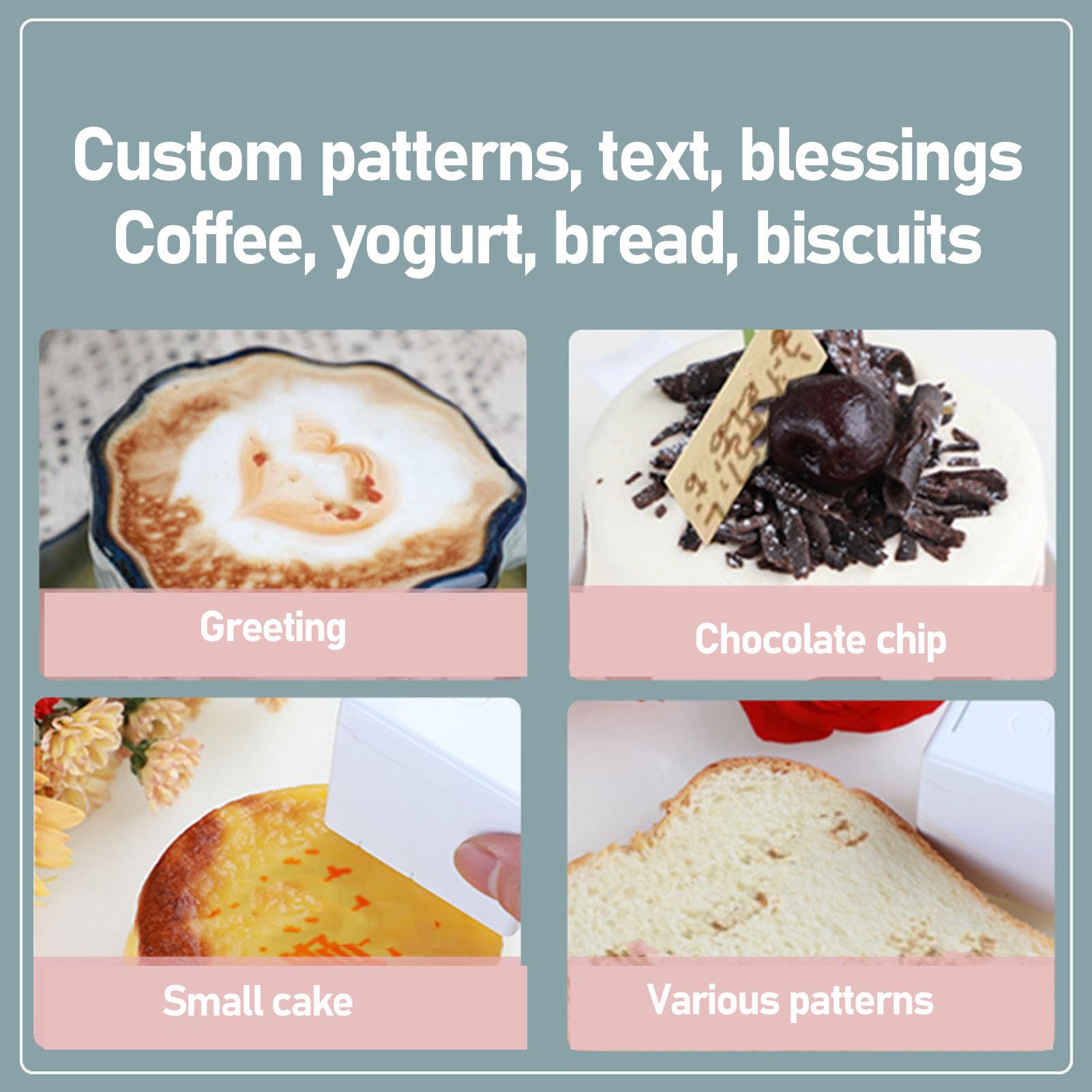 Generic Penna per Stampa Alimentare Portatile, Mini Stampante Portatile per caffè, Stampante per Disegni Personalizzati per Torte, Bevande e Biscotti con Supporto APP WiFi