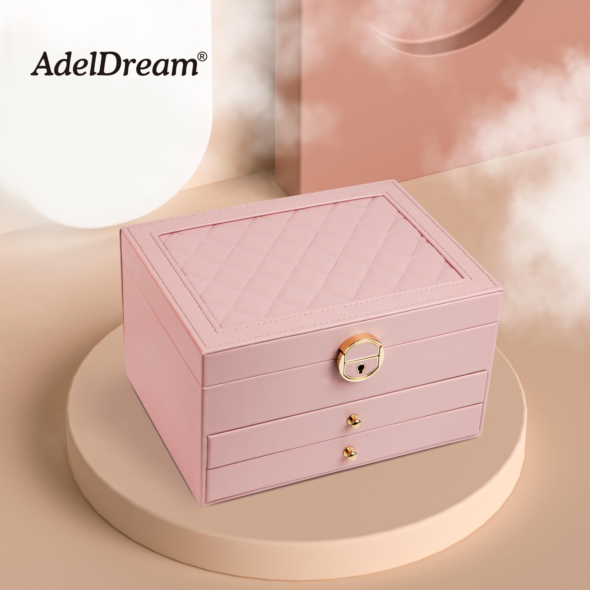 ADEL DREAM Portagioie a tre piani con design linear regalo di compleanno e festa per donne figlie e amici rosa