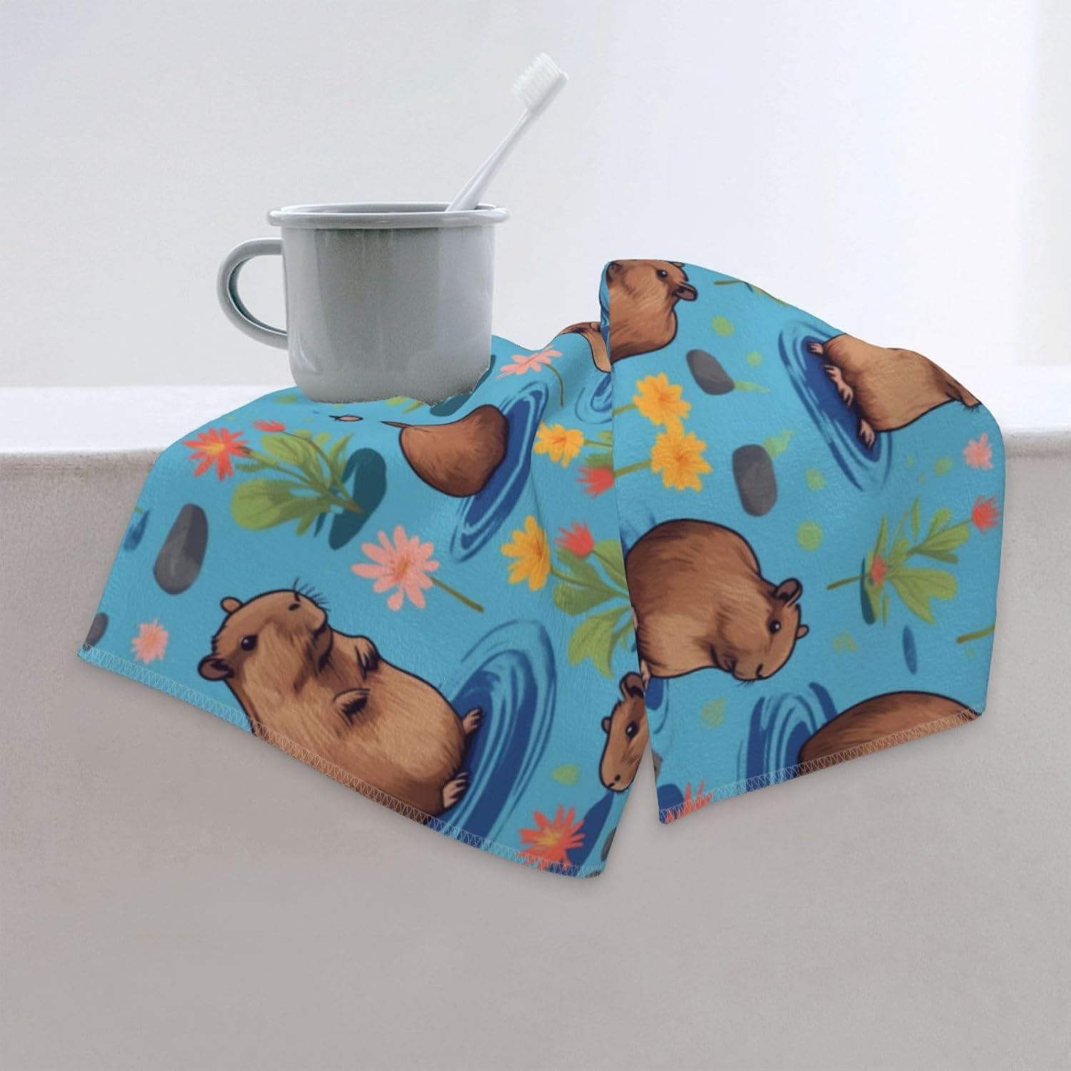 Guinea Pig Illustration Print Hand Towels for Kitchen, Decorative Bathroom Towels Decor Farmhouse Cute for Men Women Gifts