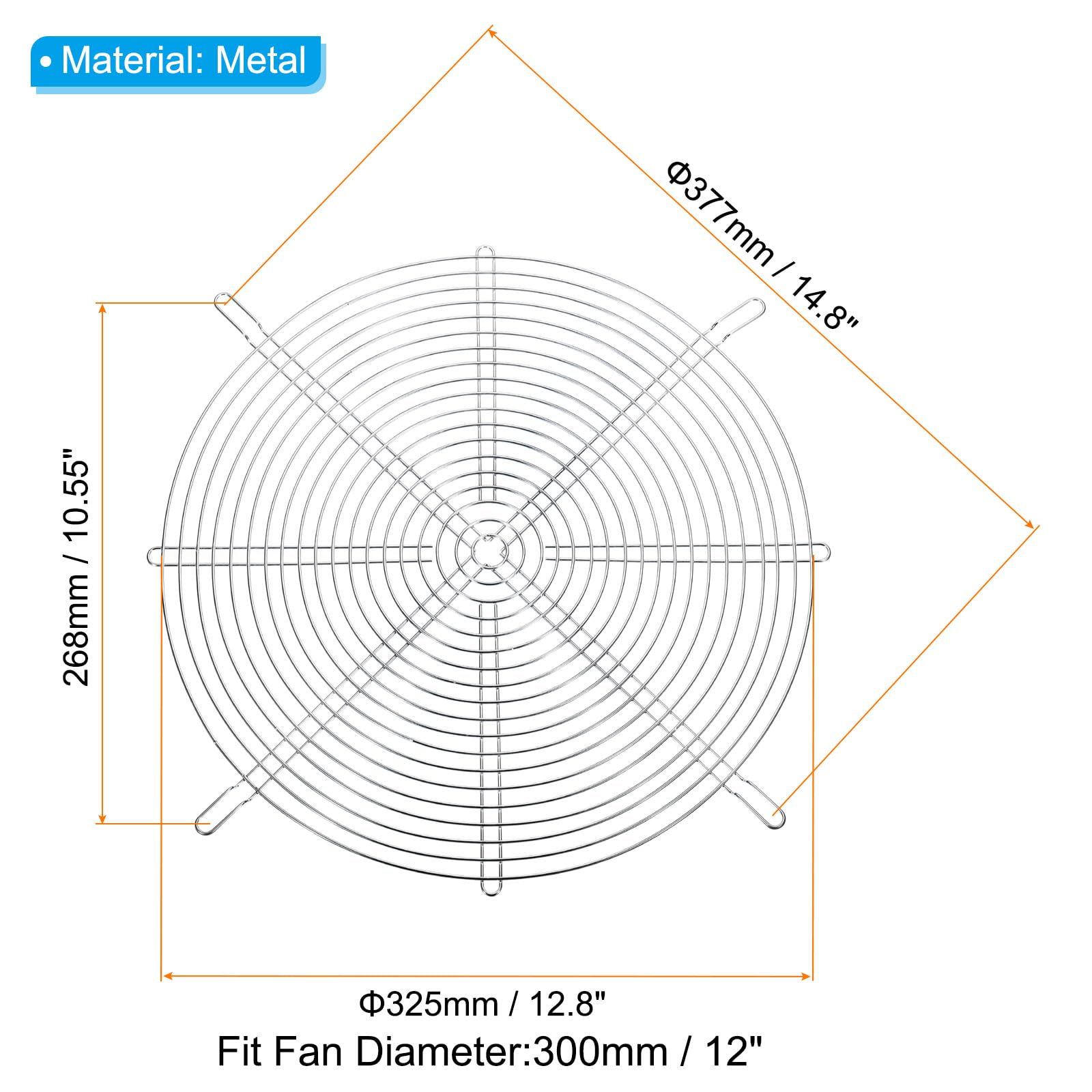 PATIKIL 300mm Ventola Dito Griglia, 2pz Metallo Griglia Protezione Protezione con Vite per Ventola Copertura Protettiva Fai-da-Te, Argento