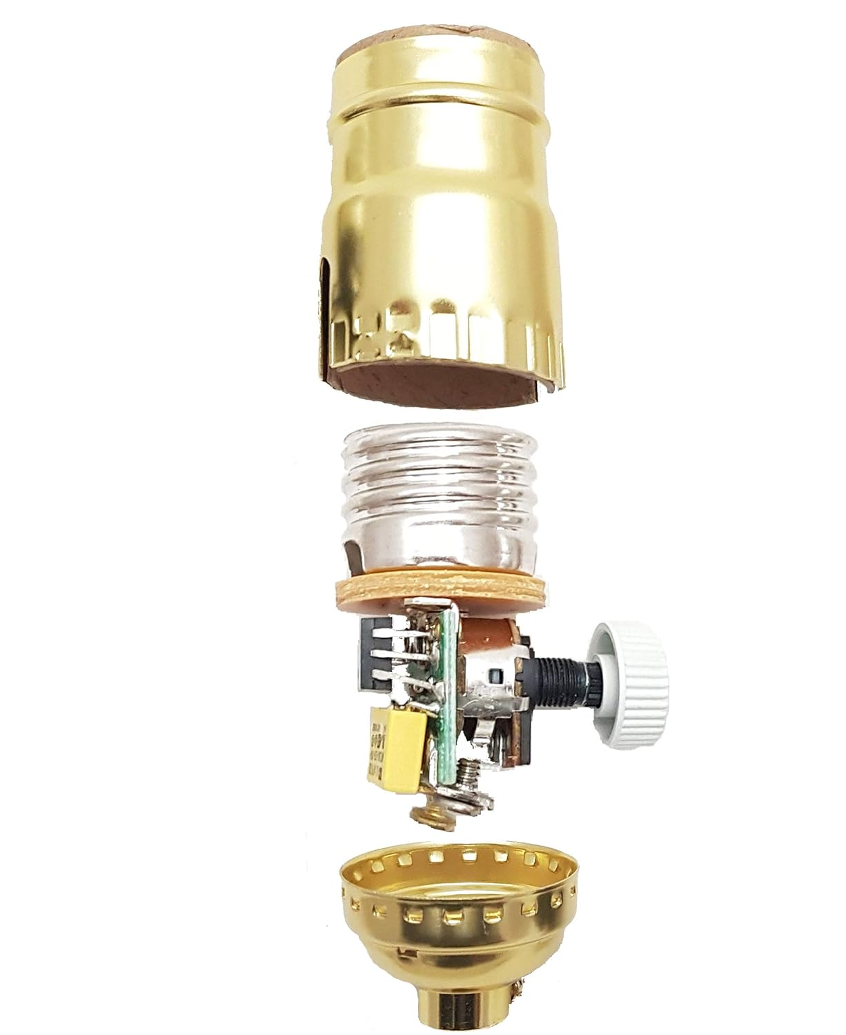 B&P Lamp® Med. Base Full Range DIMMER Socket, Aluminum Shell with Nickel Finish