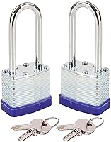 SEPOX 2-Pack Heavy Duty Keyed Alike Padlocks, Extra Long 2-3/8" Shackle, 1-9/16" Laminated Steel Body for Gym Lockers, Sheds, Gates, Toolboxes