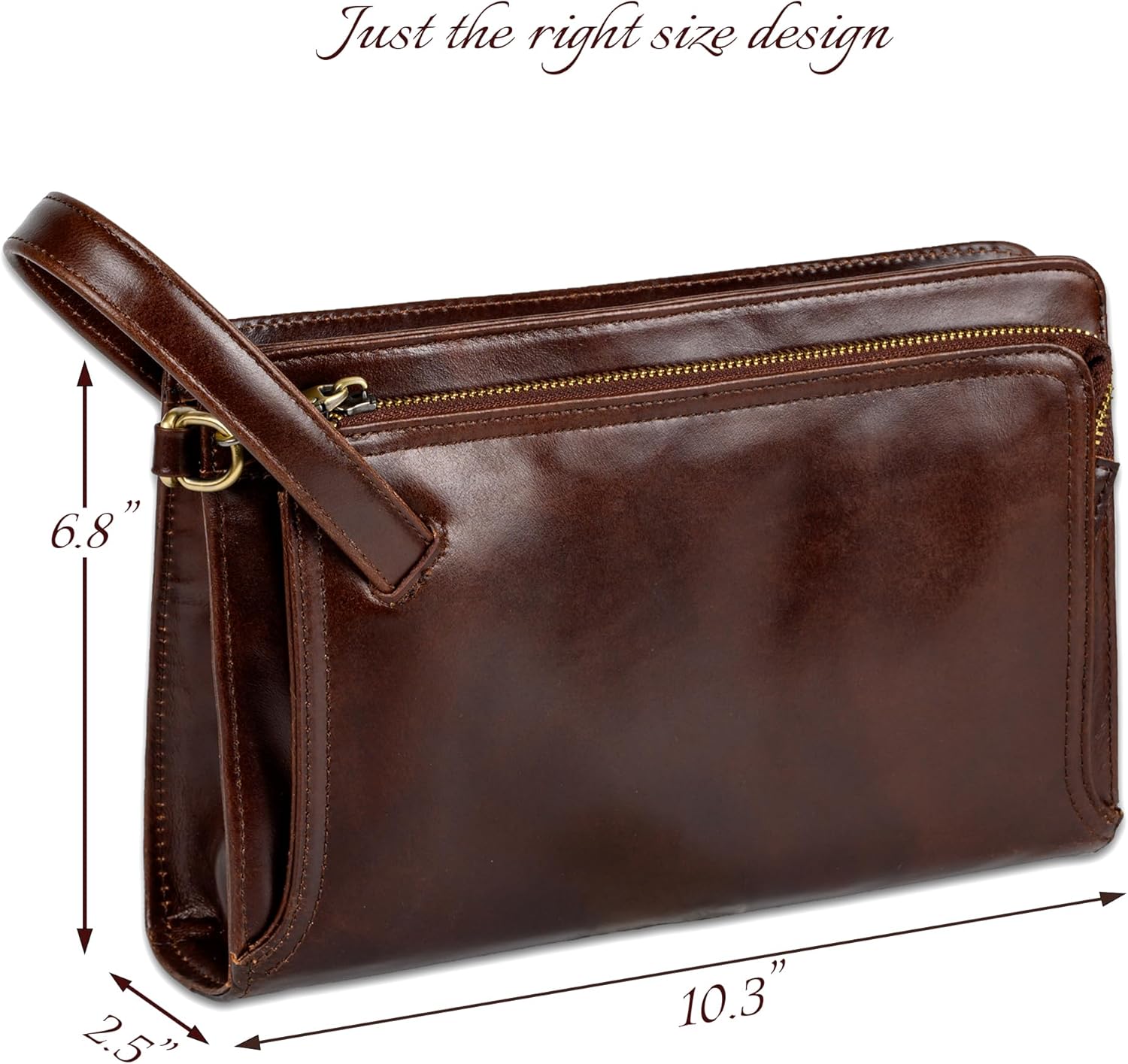 Leather Clutch for Men - Wrist Bag - Men's wallets - Wrist Bag - 10.3x6.8INCH - Includes dustproof gift bag - Image 3