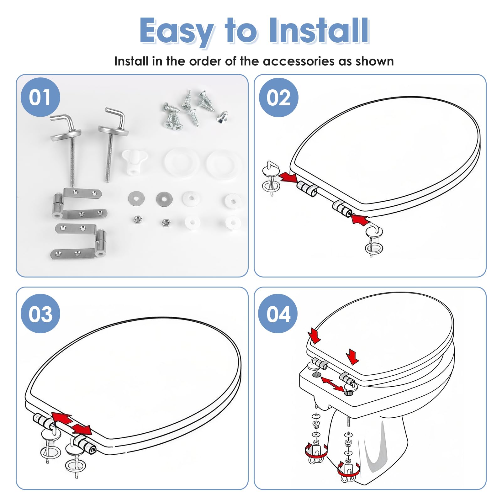 2 Piezas Bisagra de Acero Inoxidable para Tapa de Inodoro Universal, Toilet Seat Hinge para Fijación de Tapas Asiento WC, Repuesto de Tapa de Inodoro Bisagras de Asiento Accesorios con Roca - 4