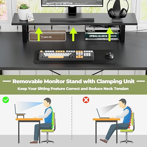 Miniatura 7 de Homieasy Escritorio para computadora en forma de L con cajón de archivos de almacenamiento, escritorio reversible para oficina en casa con tira de