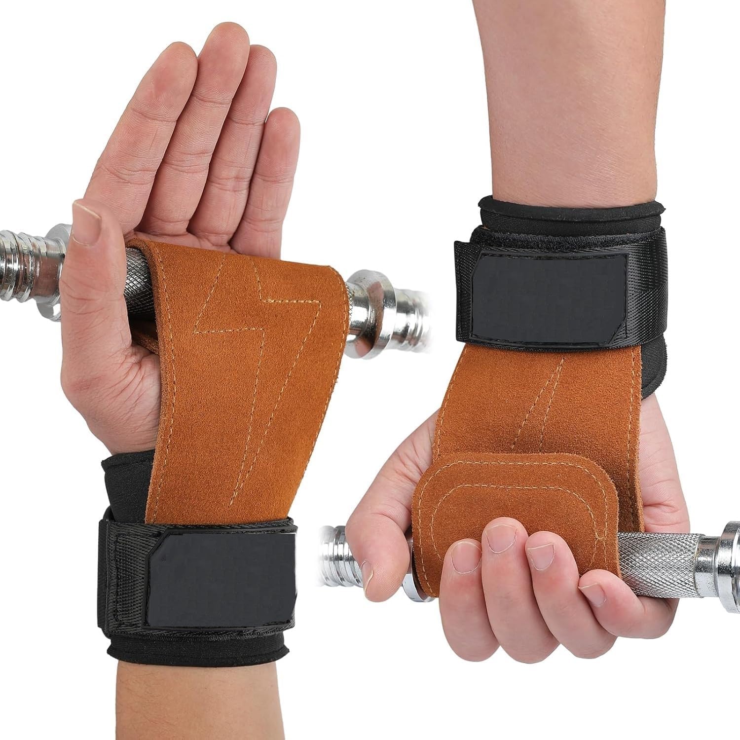 SACHI SPORTS Weight Lifting Hook Straps - Leather Lifting Straps Reduce Cellulose Leather Weightlifting Wrist Straps for Deadlift and Powerlifting for Women Men (Leather)-image-24