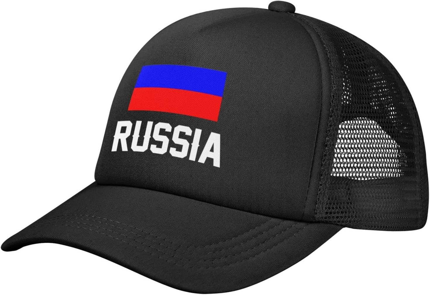 Russia Russian Flag Gift Trucker Hat Women Mesh Baseball Cap Cowboy Hat Men Dad Hat Adjustable Hat Snapback Hat Black