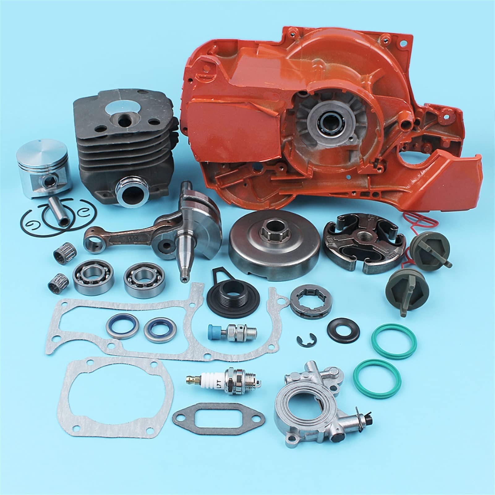 Kit de cilindro de 50mm de tambor de embrague de cigüeñal, for Husqvarna, 362 365 371 372, tapa de bomba de aceite de motosierra, piñón de rodamiento de sello Kit de sellos de cojinetes