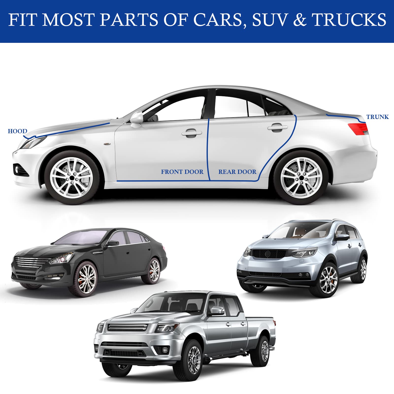 5 M Guarnizioni Auto - Gomma Protettiva per Portiera Auto, Striscia di Tenuta del Parabrezza, Forma U, Bordo Protettore, Universale (Blu)