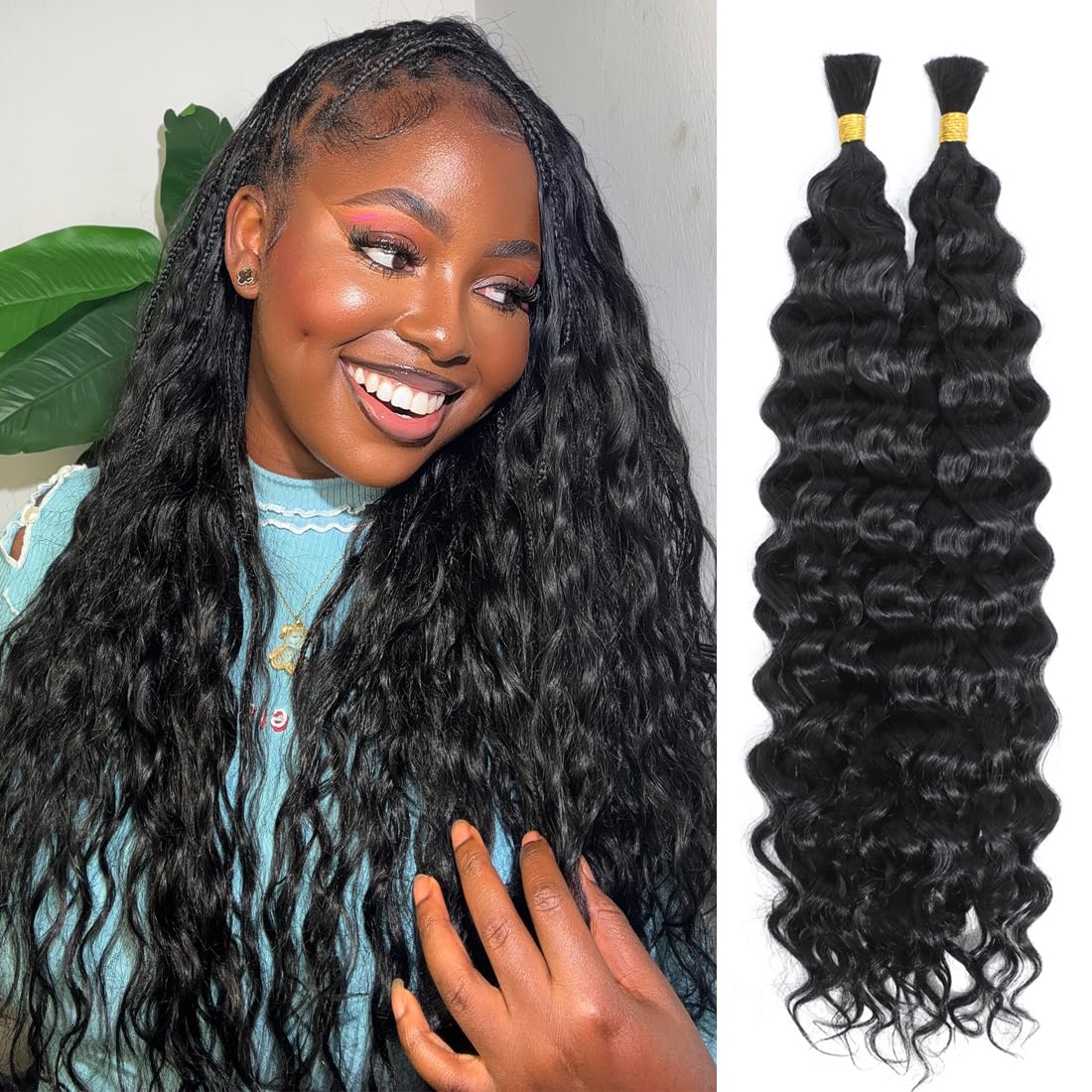 Amazon.com : Human Braiding Hair for Boho Braids 24 Inch  display picture 2