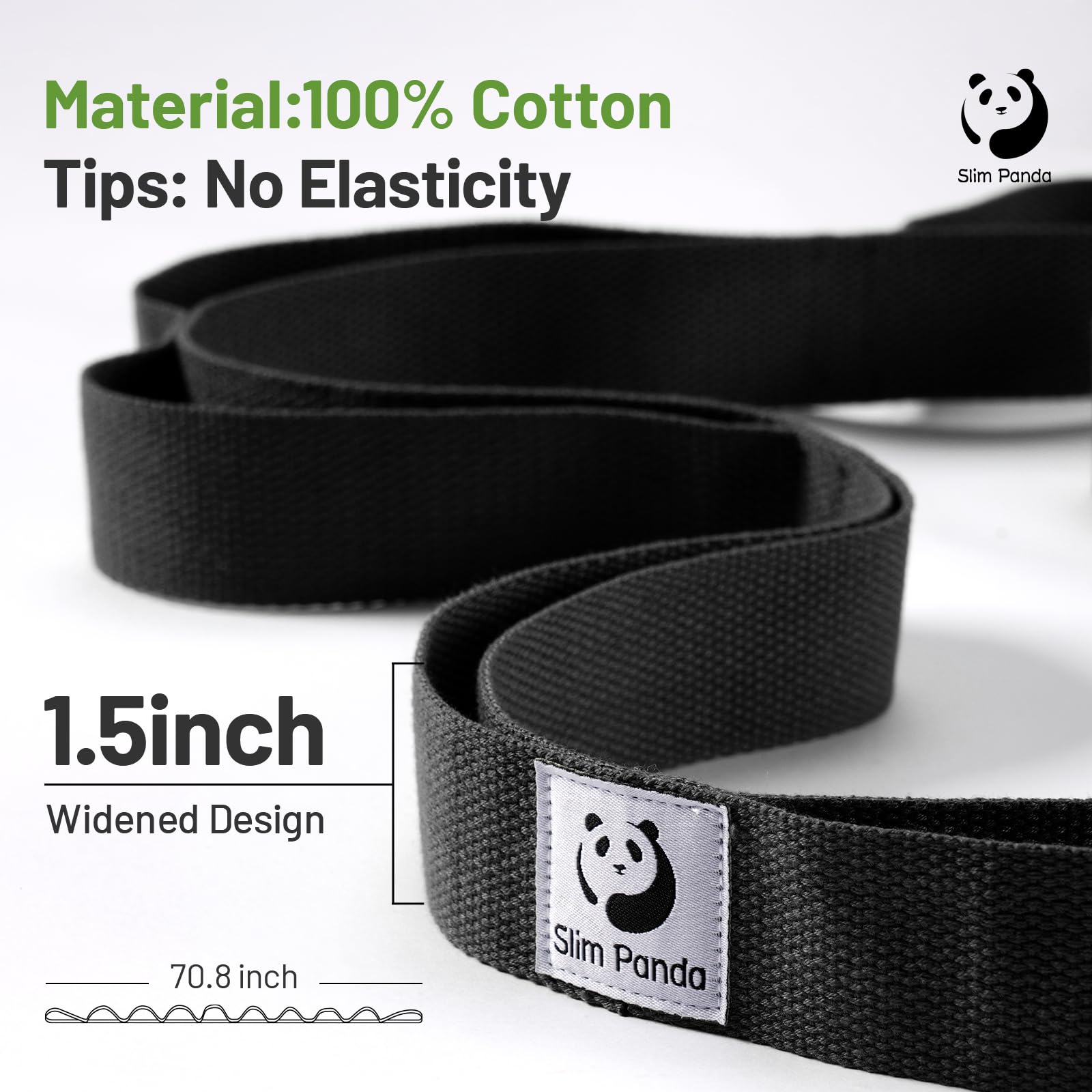 Slim Panda Cinghia Yoga Stretching, Cintura Yoga con 10 Loop per l'Allungamento e Stretching, Ceinture Elastiche Fitness Ideale per Yoga, Balletto, Pilates Fisioterapia
