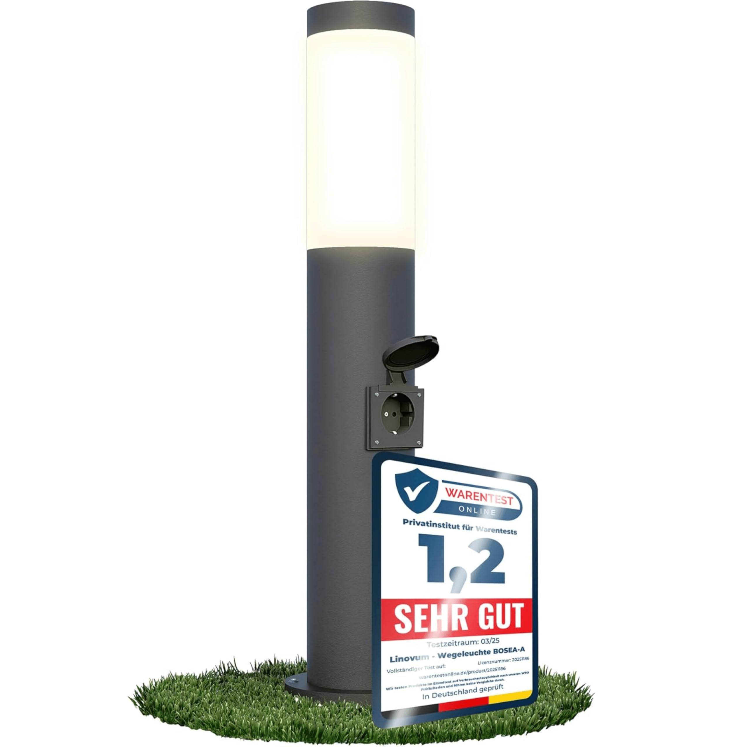 SSC-LUXon BOSEA-S anthrazit - borne lumineuse E27 IP44 50cm avec prise