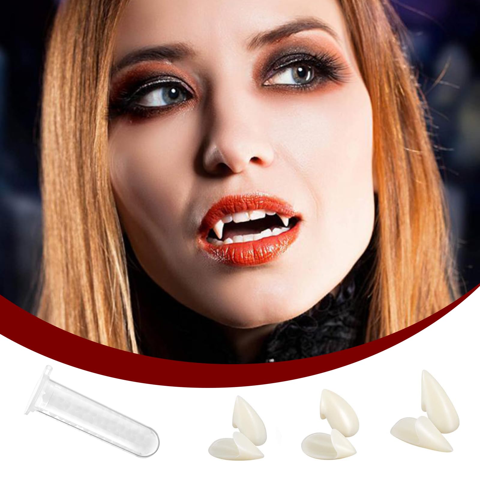 Produktbild von RoserRose Vampir ZäHne, Vampir Fangs Kit Mit 4 Pcs Vampirgebiss, 2 Pcs