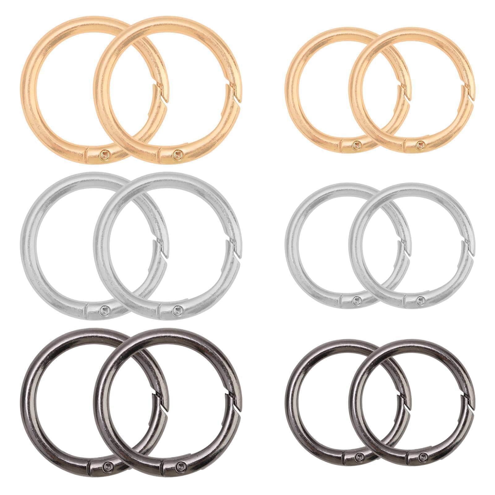 Lot De 12 Mousquetons Ronds 28/33mm - Alliage Zinc - Pour Sac, Porte-Clés, DIY - 3 Couleurs Au Choix