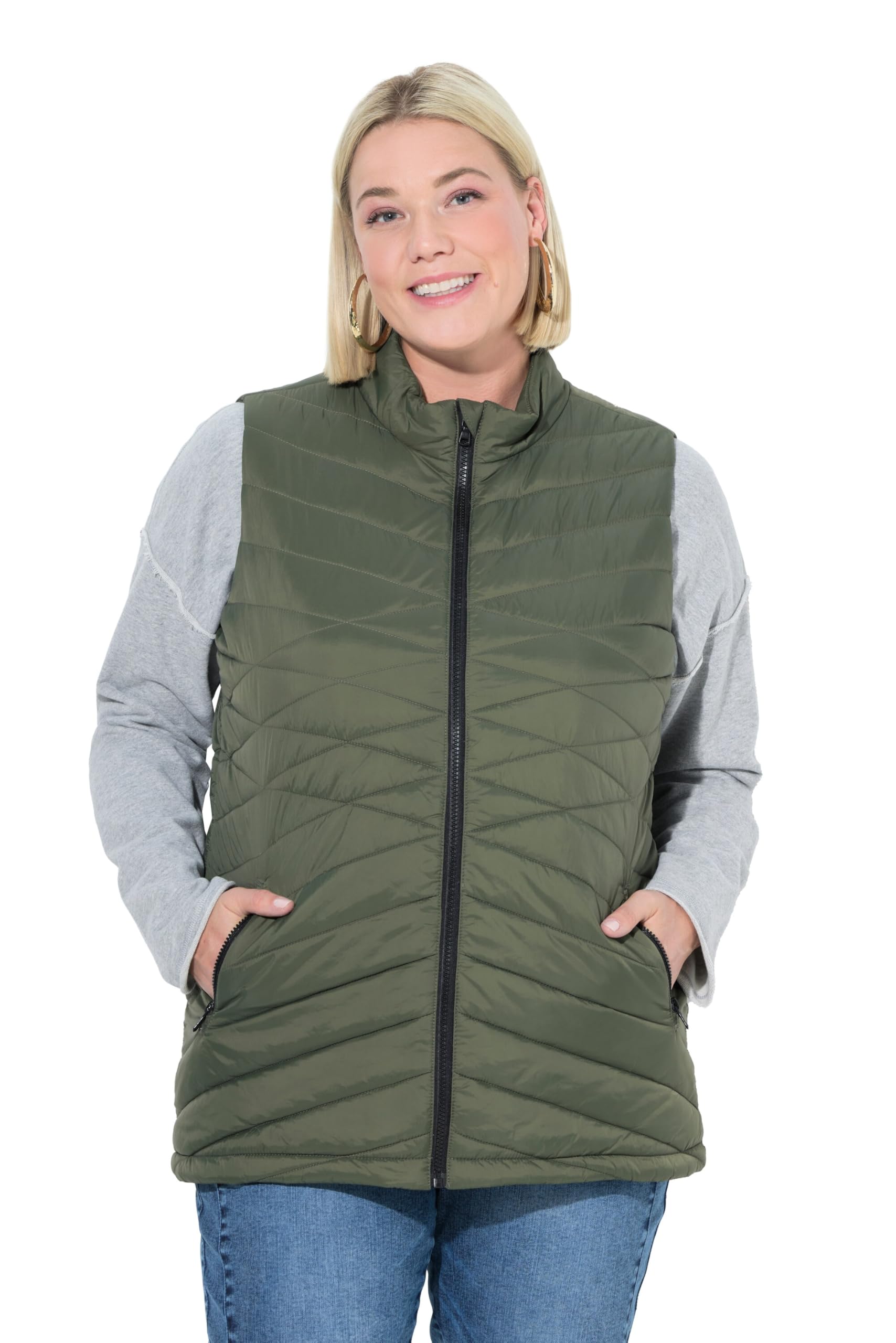 Ulla Popken Damen große Größen Übergrößen Plus Size HYPRAR Funktions-Steppweste, wasserabweisend 843374