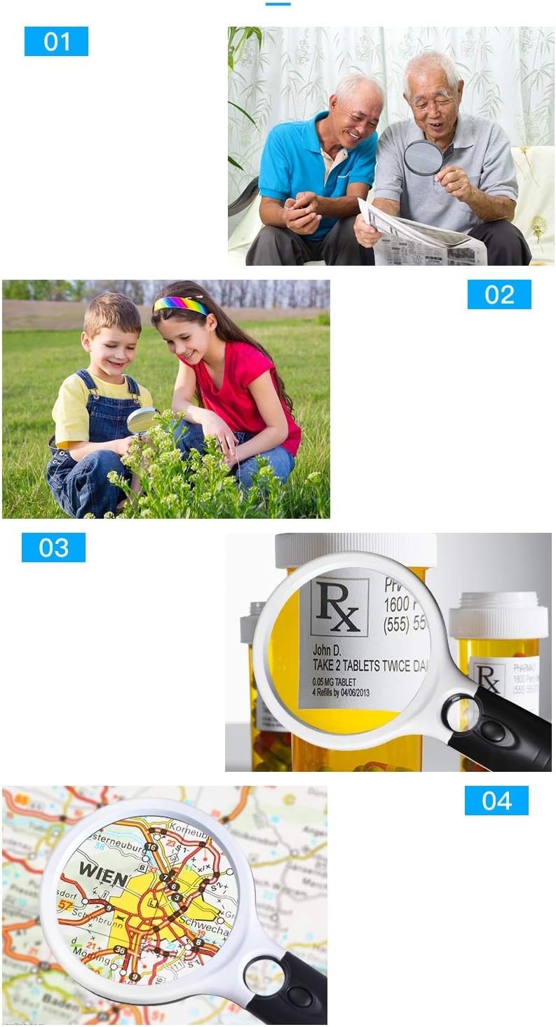 HD 10 Times Handheld Magnifier LED Light Read Service Microscope Portable Reading Mirror Enlarged Mirror (Color : 100mm)